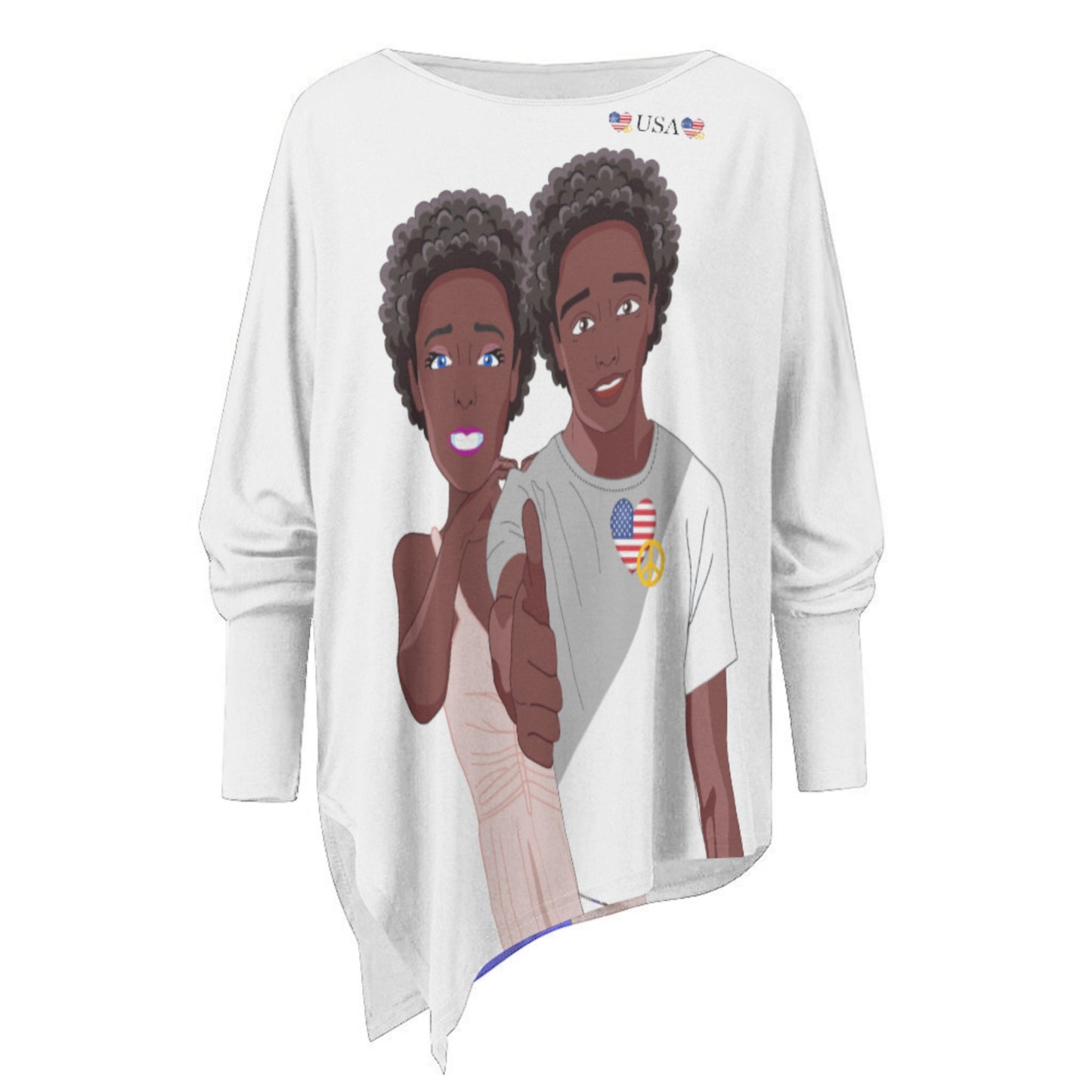 Pullover Long Sleeve T-shirt GLOBAL FREEDOM UNITED© Couple USA Afro American