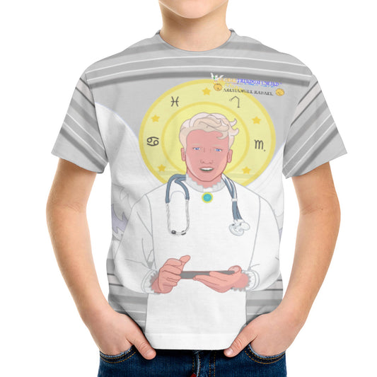 Kid´s T-shirt GLOBAL FREEDOM UNITED© Archangel Rafael English Grey