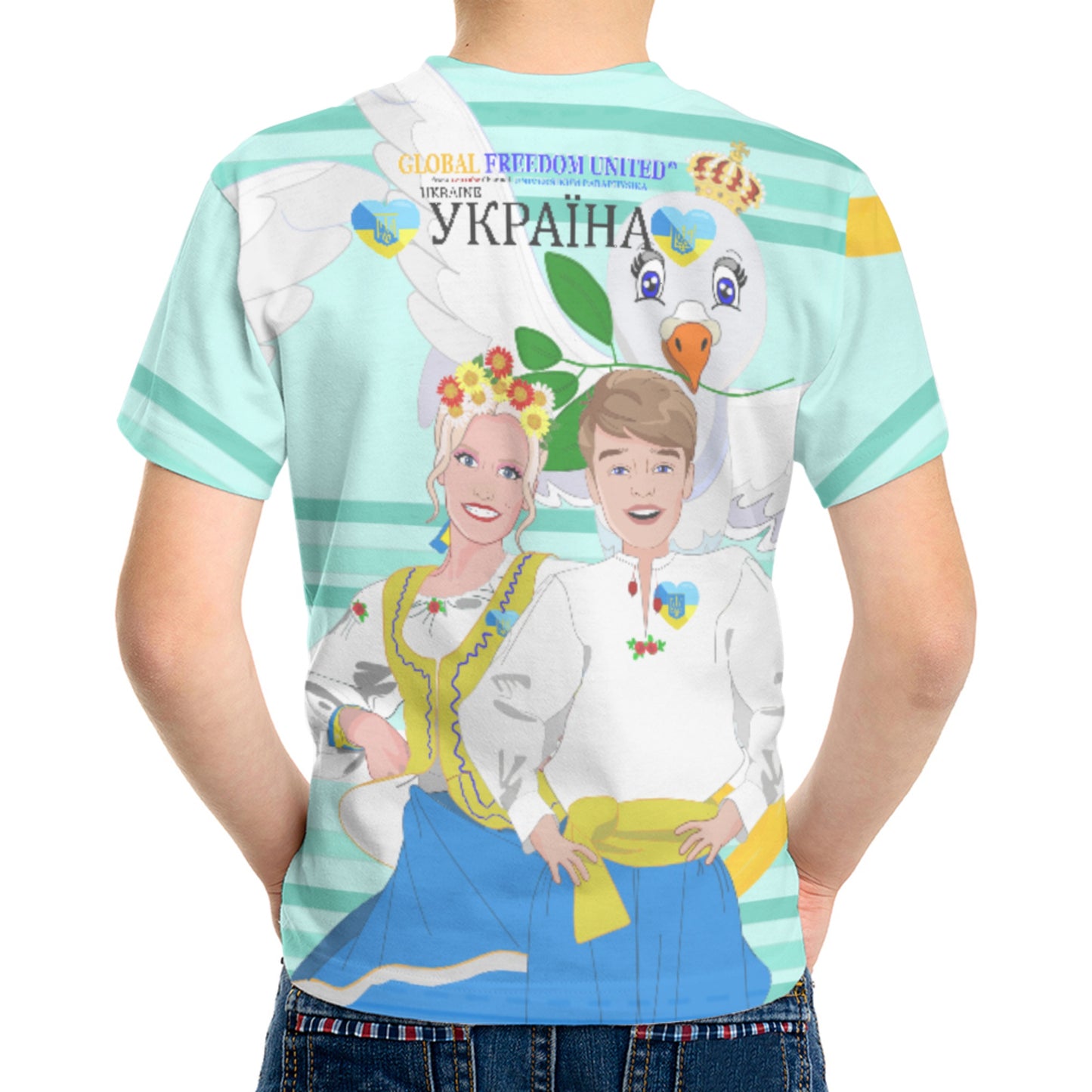 Kid´s T-shirt GLOBAL FREEDOM UNITED© Couple Ukrain Light Green