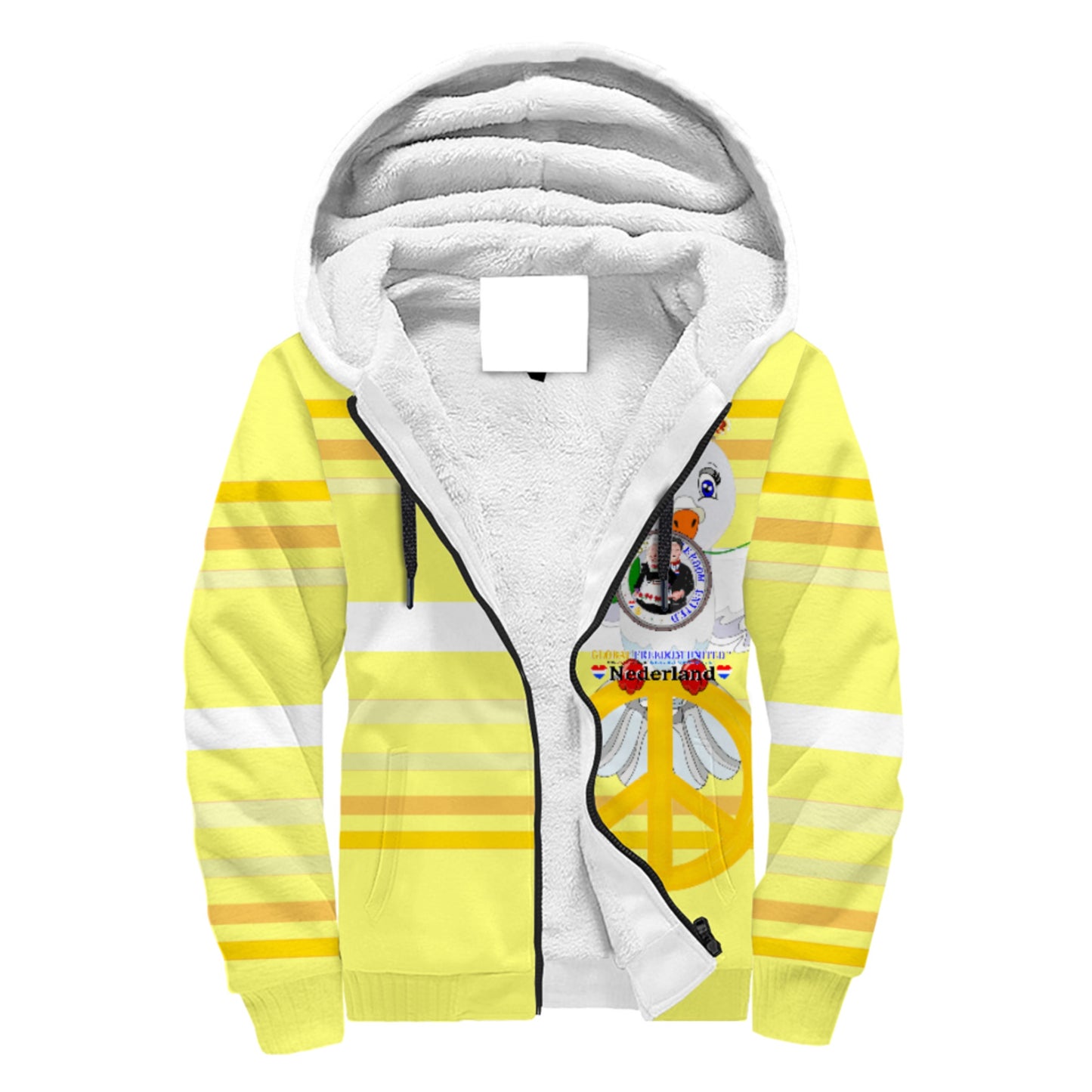 Plush Hoodie GLOBAL FREEDOM UNITED© Couple Nederland Yellow