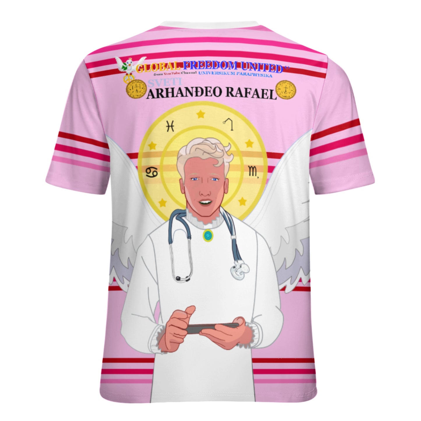 Women´s T-shirt GLOBAL FREEDOM UNITED© Archangel Rafael Croatia Pink1