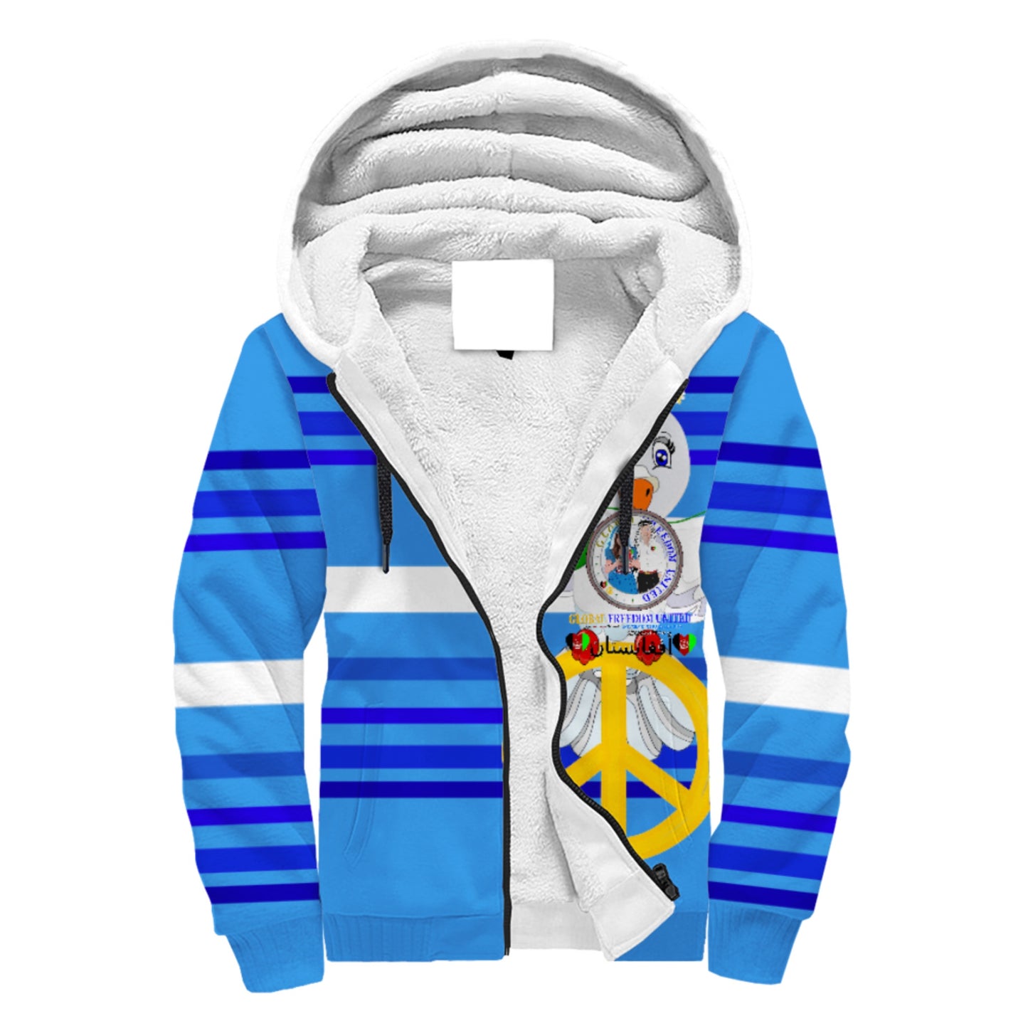 Plush Hoodie GLOBAL FREEDOM UNITED© Couple Afghanistan Deep Blue