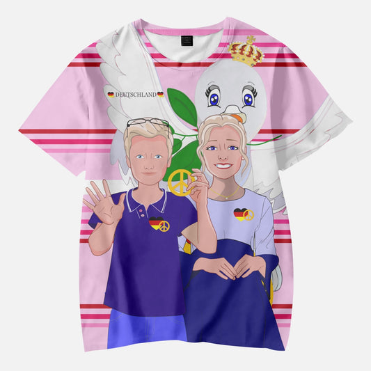 AOP Kids' Short T-Shirts GLOBAL FREEDOM UNITED COUPLE EDITION GERMANY V2 PINK2