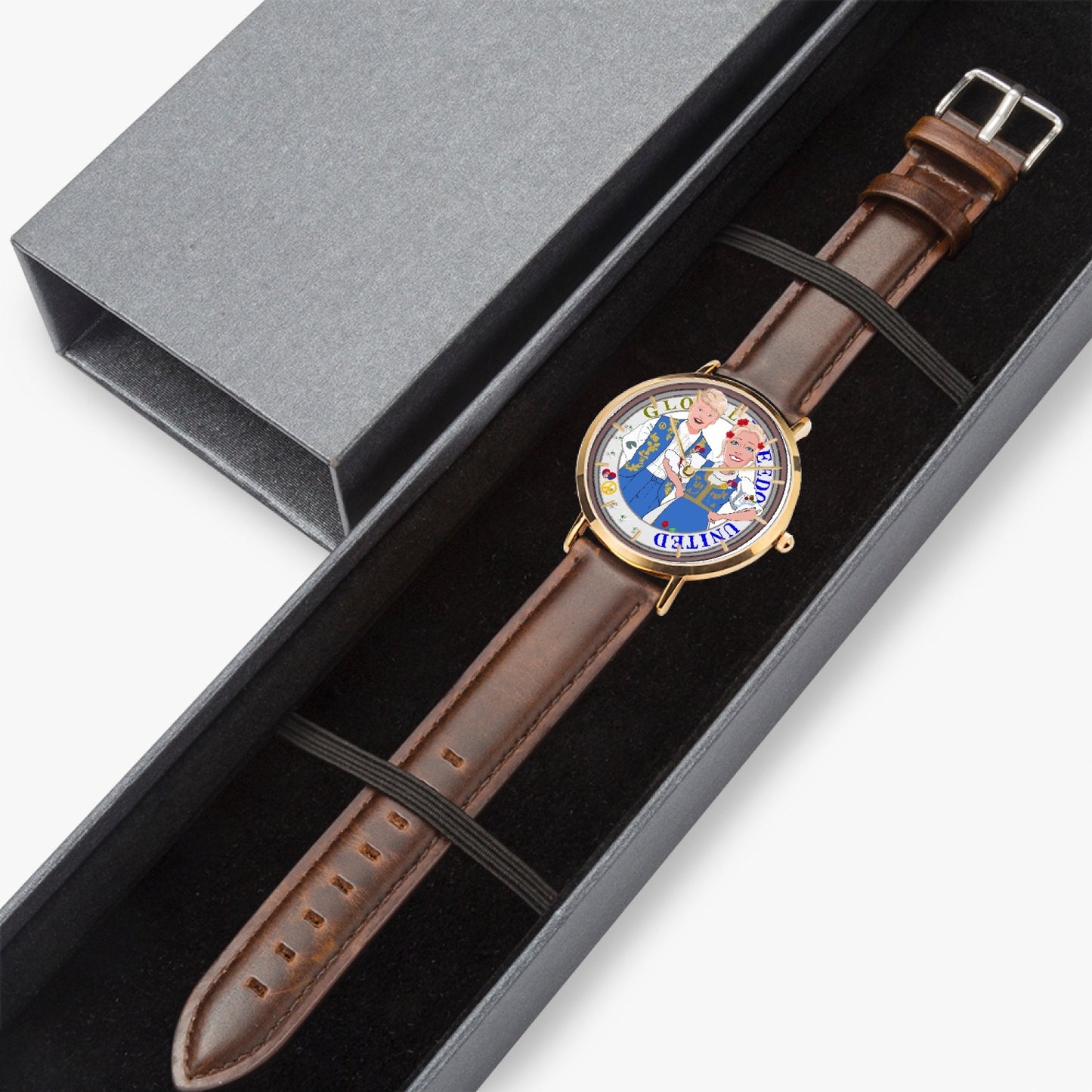 Hot Selling Ultra-Thin Leather Strap Quartz Watch (Rose Gold With Indicators) GLOBAL FREEDOM UNITED© Couple Serbija Blue