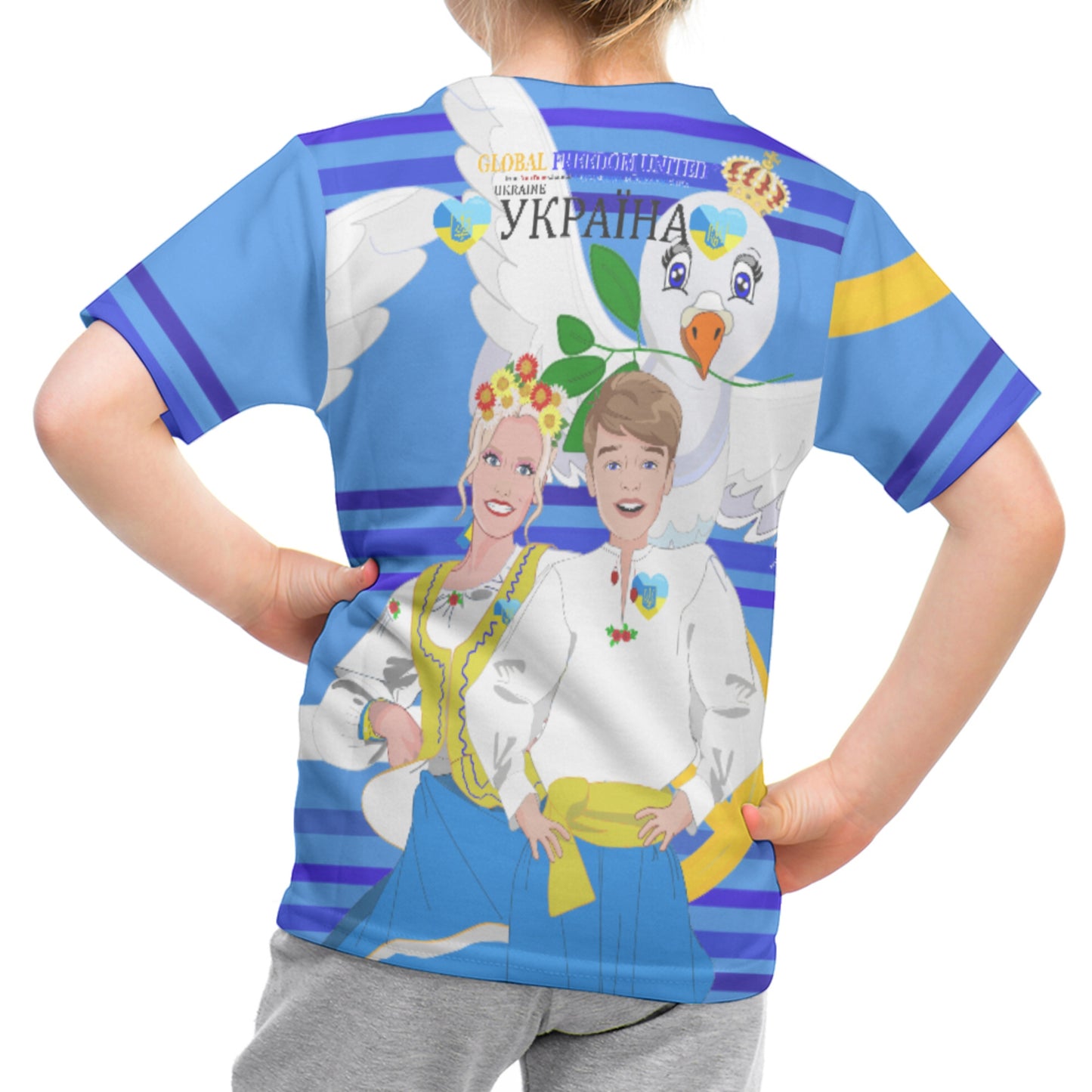 Kid´s T-shirt GLOBAL FREEDOM UNITED© Couple Ukrain Deep Blue