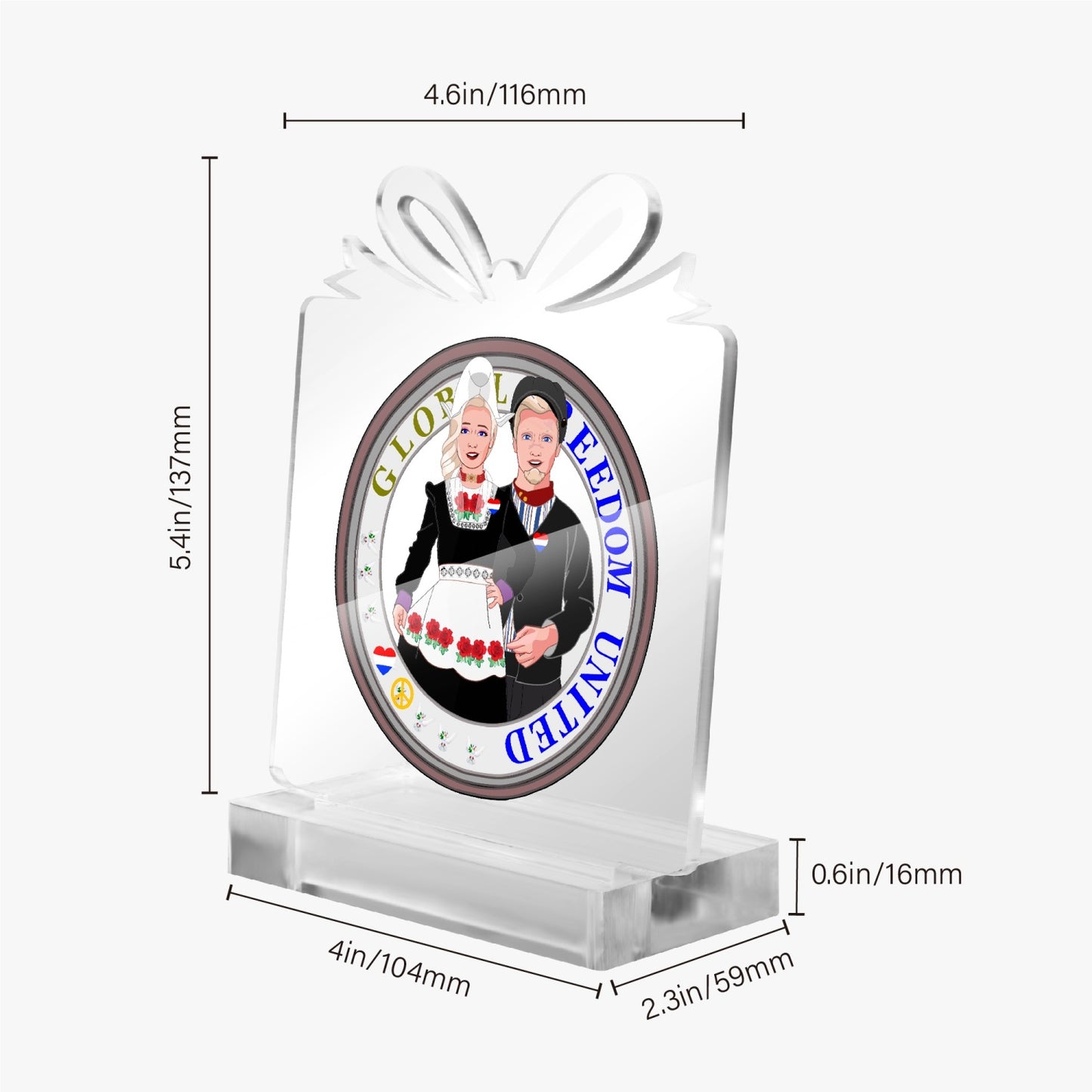 GLOBAL FREEDOM UNITED© Couple Nederland Acrylic Plaque with  Stand - Gift Shape