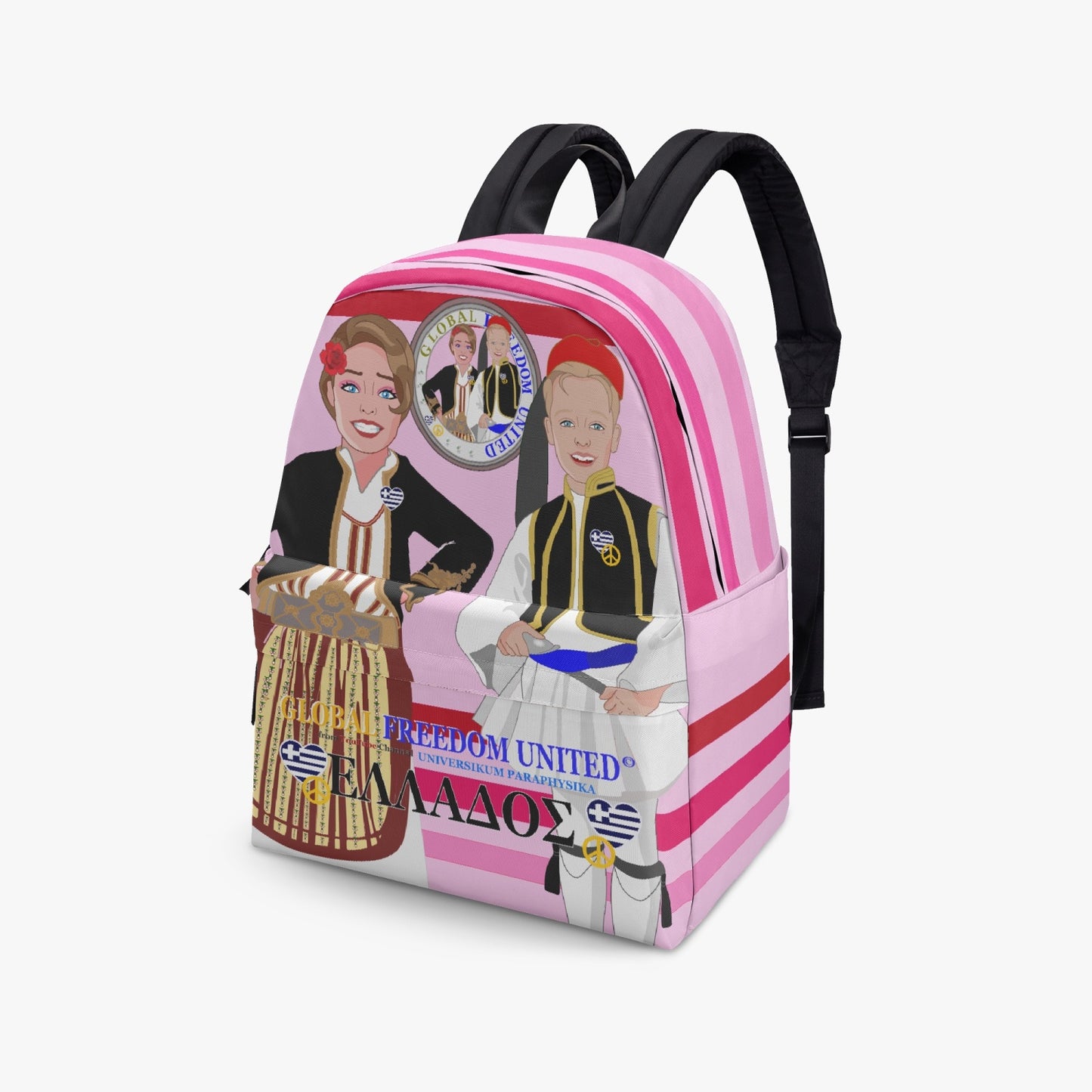 GLOBAL FREEDOM UNITED© Couple Greece Pink1 - All-over-print Canvas Backpack