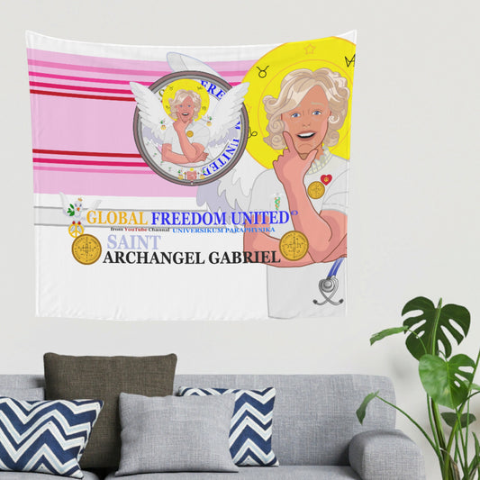 Tapestry GLOBAL FREEDOM UNITED©  Archangel Gabriel English  Pink