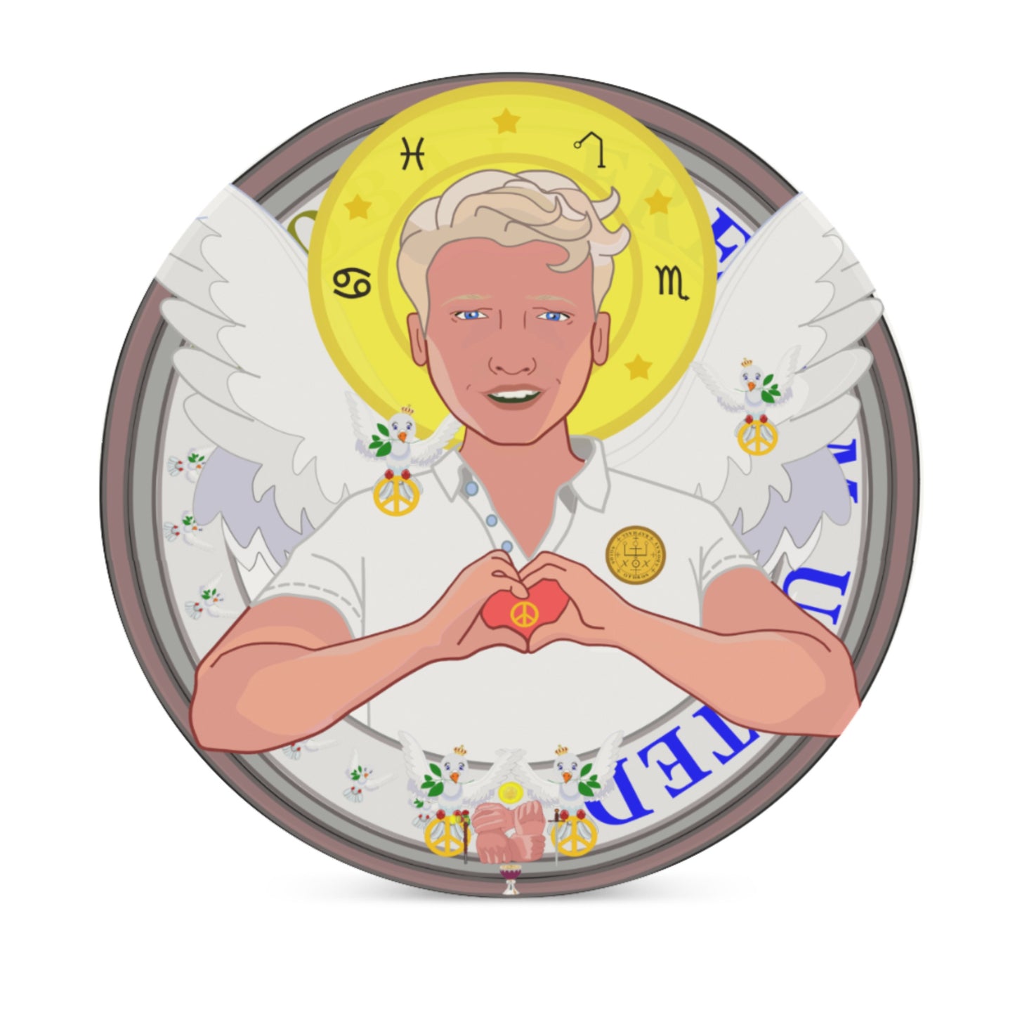 Ceramic Coasters GLOBAL FREEDOM UNITED© Archangel Rafael