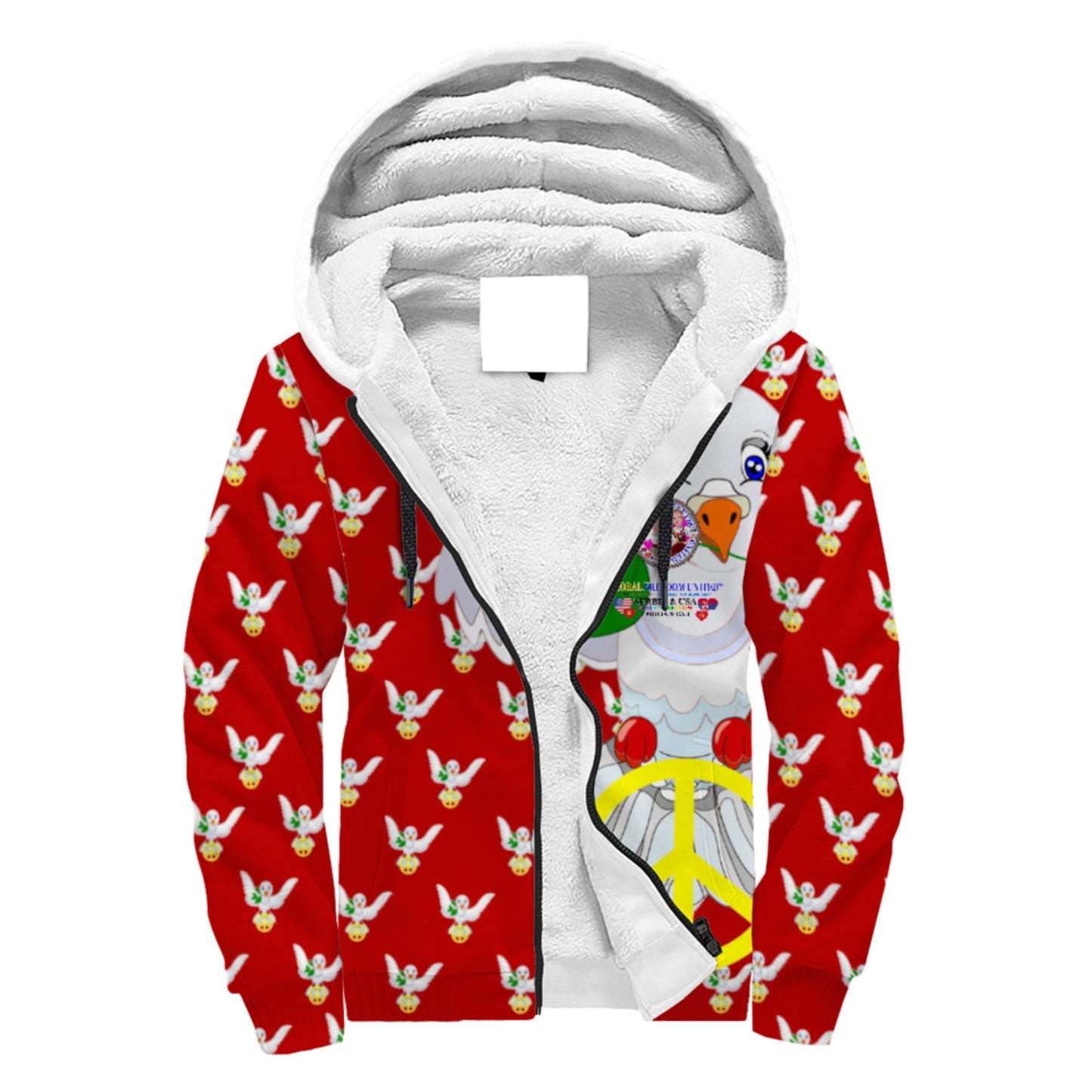 Plush Hoodie GLOBAL FREEDOM UNITED© Women Serbia & USA Red