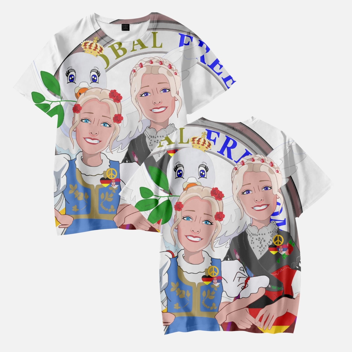 Kids' Short T-Shirts GLOBAL FREEDOM UNITED©  GIRL SERBIA & GERMANY WIGHT