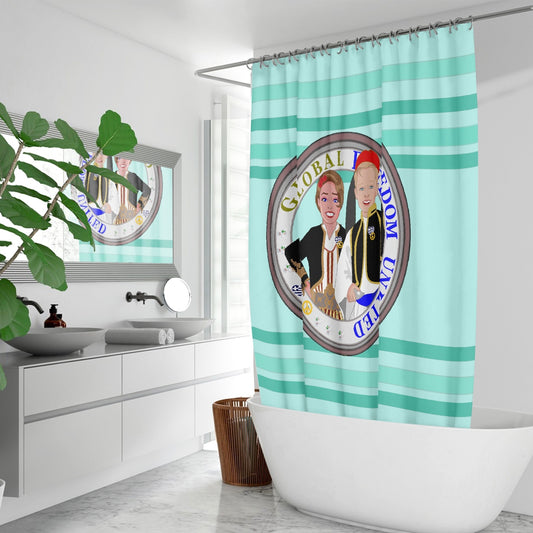 GLOBAL FREEDOM UNITED© Couple Greece Light Green Quick-drying Shower Curtain