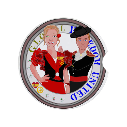 Ceramic Car Coaster GLOBAL FREEDOM UNITED© Couple Spain