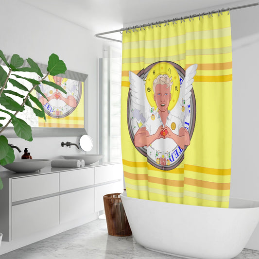 Quick-drying Shower Curtain GLOBAL FREEDOM UNITED© Archangel Rafael Yellow