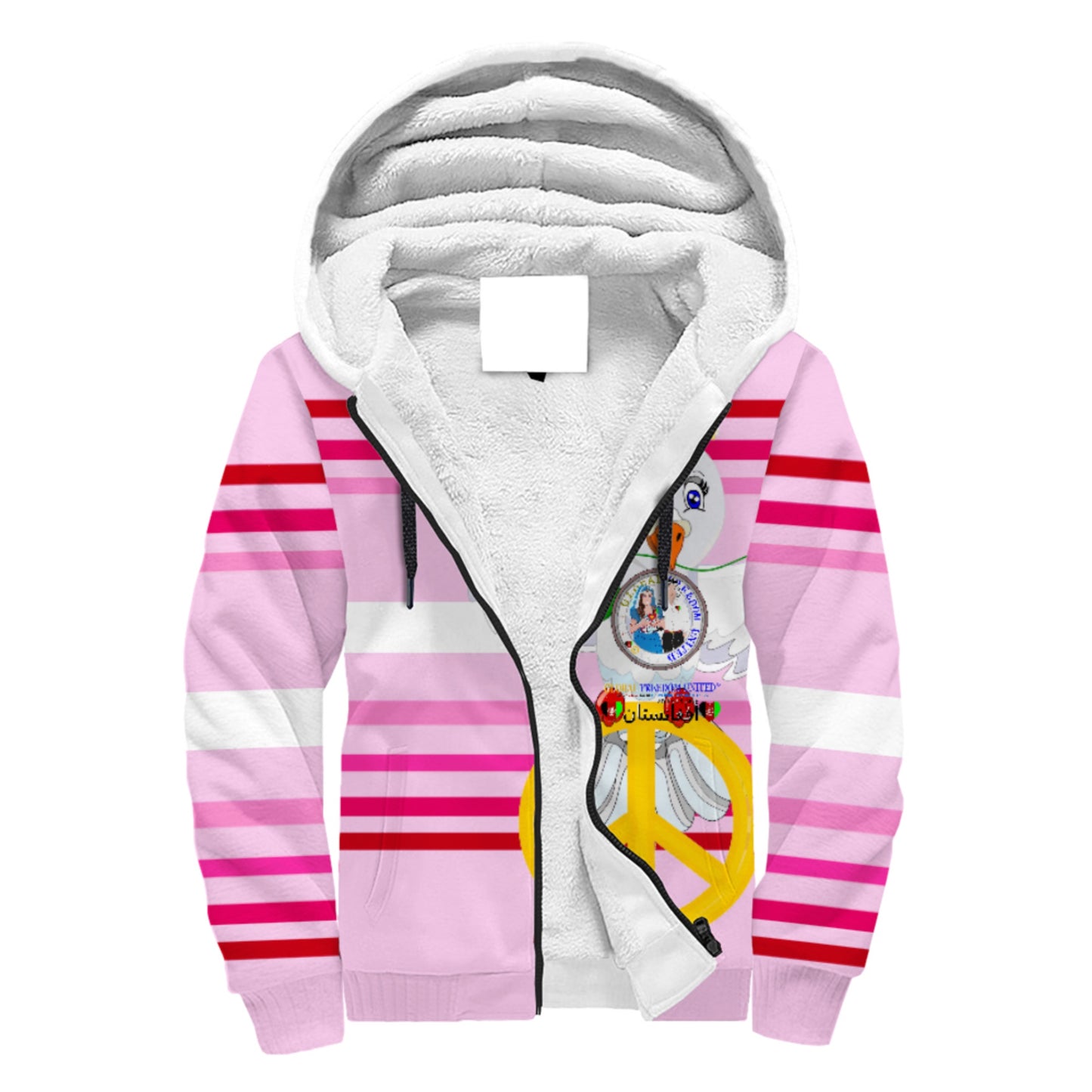 Plush Hoodie GLOBAL FREEDOM UNITED© Couple Afghanistan Pink 1