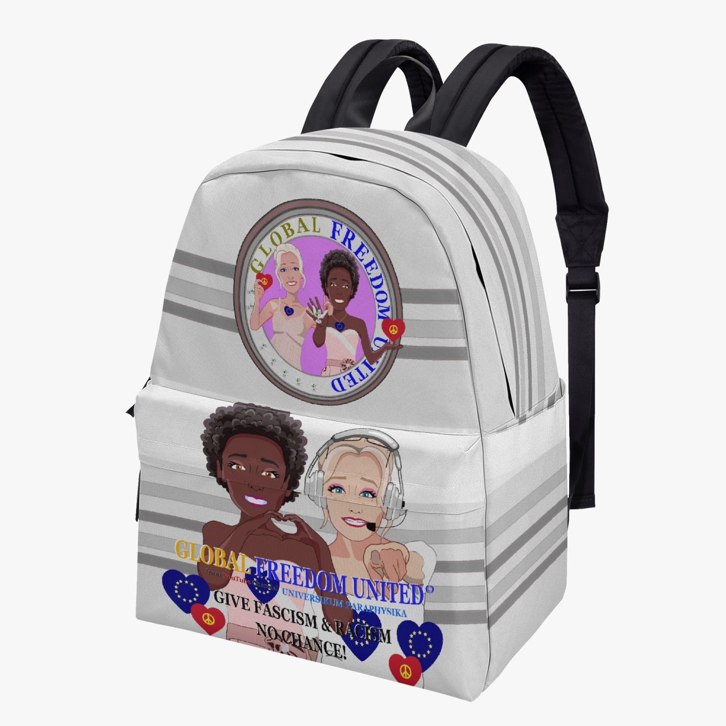GLOBAL FREEDOM UNITED© Women Anti Fascism & Racism EU GREY All-over-print Canvas Backpack