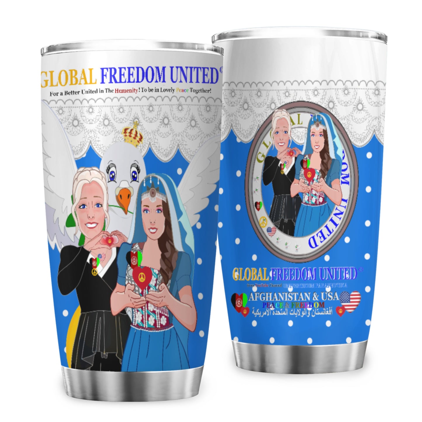 Tumbler GLOBAL FREEDOM UNITED© Women Afghanistan & USA Blue