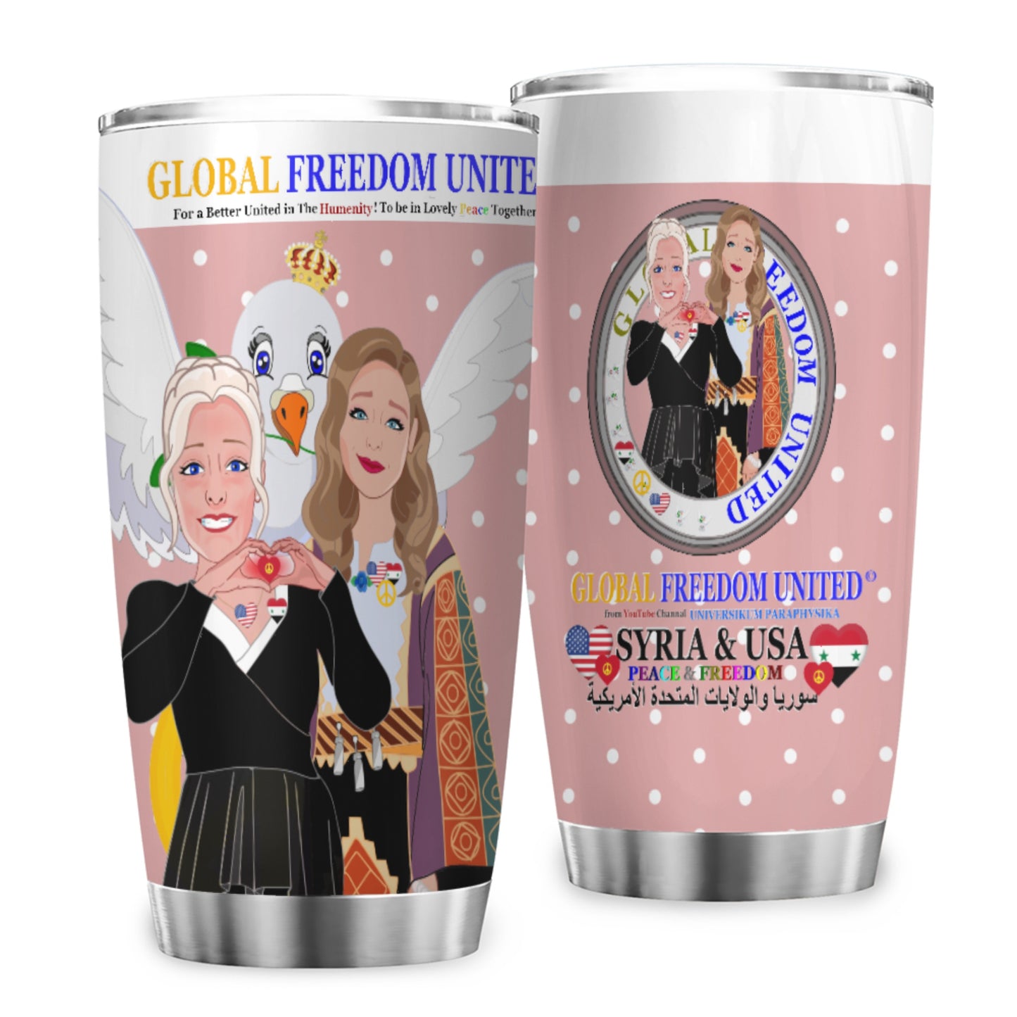 Tumbler GLOBAL FREEDOM UNITED© Women Syria & USA Pink
