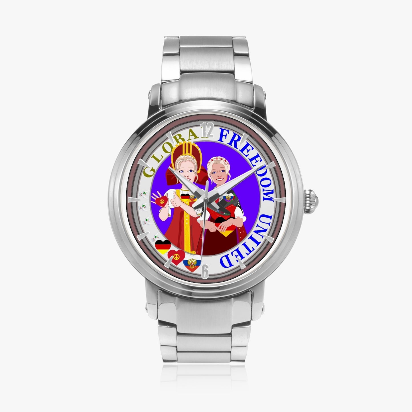 New Steel Strap Automatic Watch (With Indicators) GLOBAL FREEDOM UNITED© RUSSIA & GERMANY