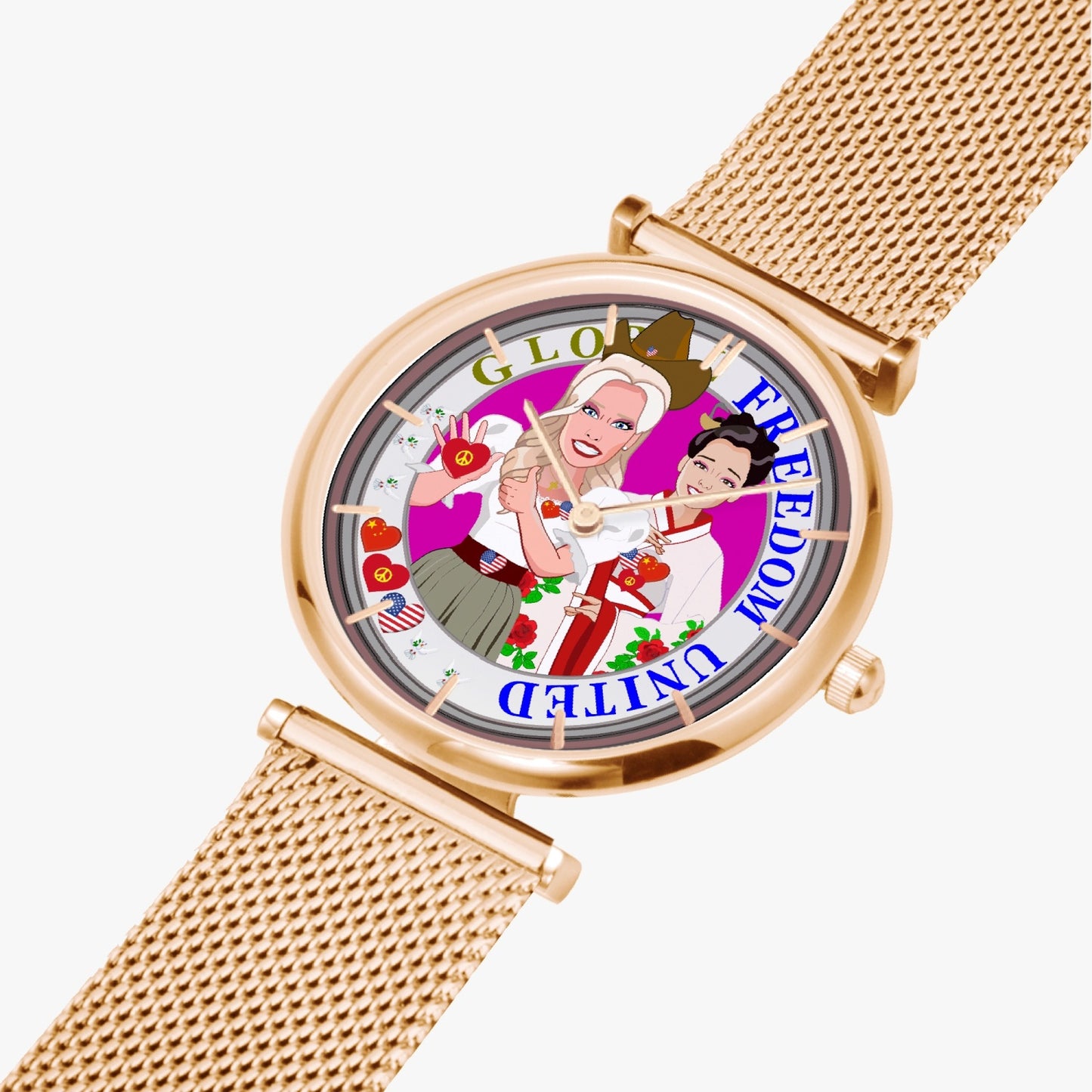 GLOBAL FREEDOM UNITED© New Stylish Ultra-Thin Quartz Watch (With Indicators) Women China & USA