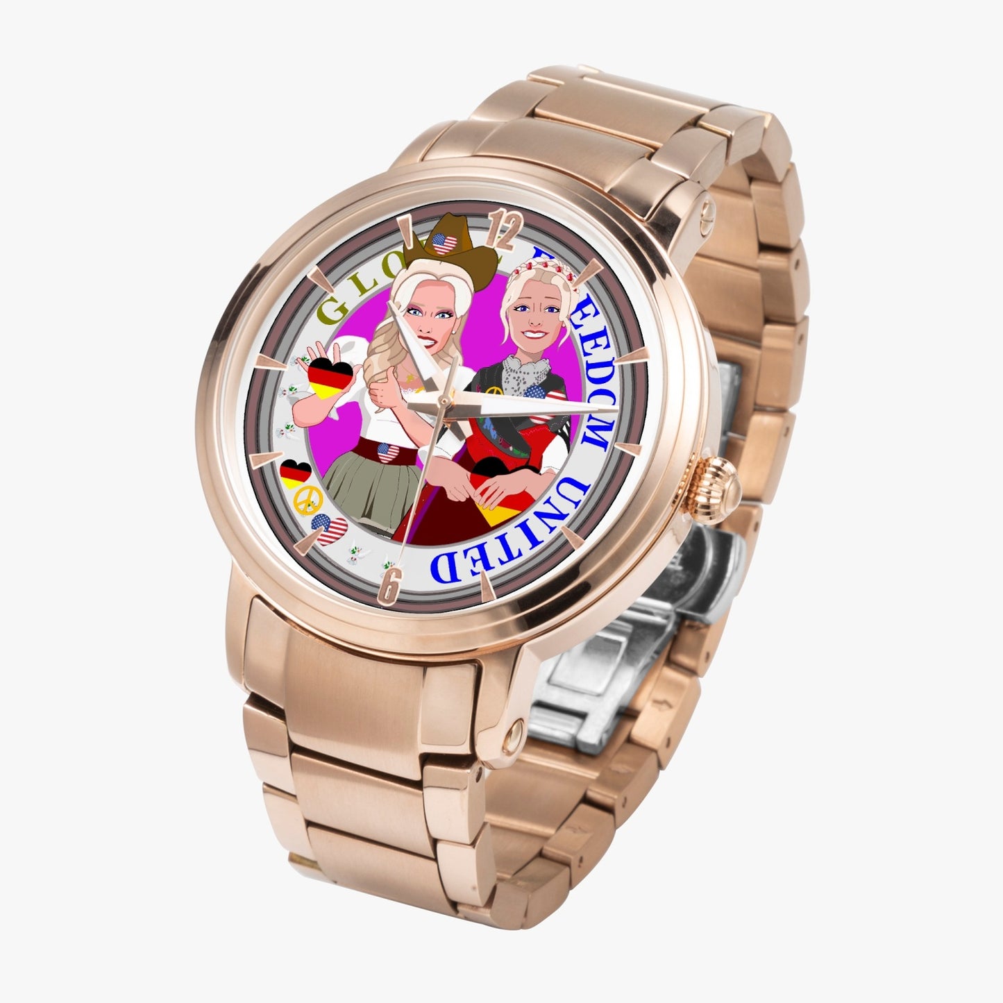 New Steel Strap Automatic Watch (With Indicators) GLOBAL FREEDOM UNITED USA & GERMANY