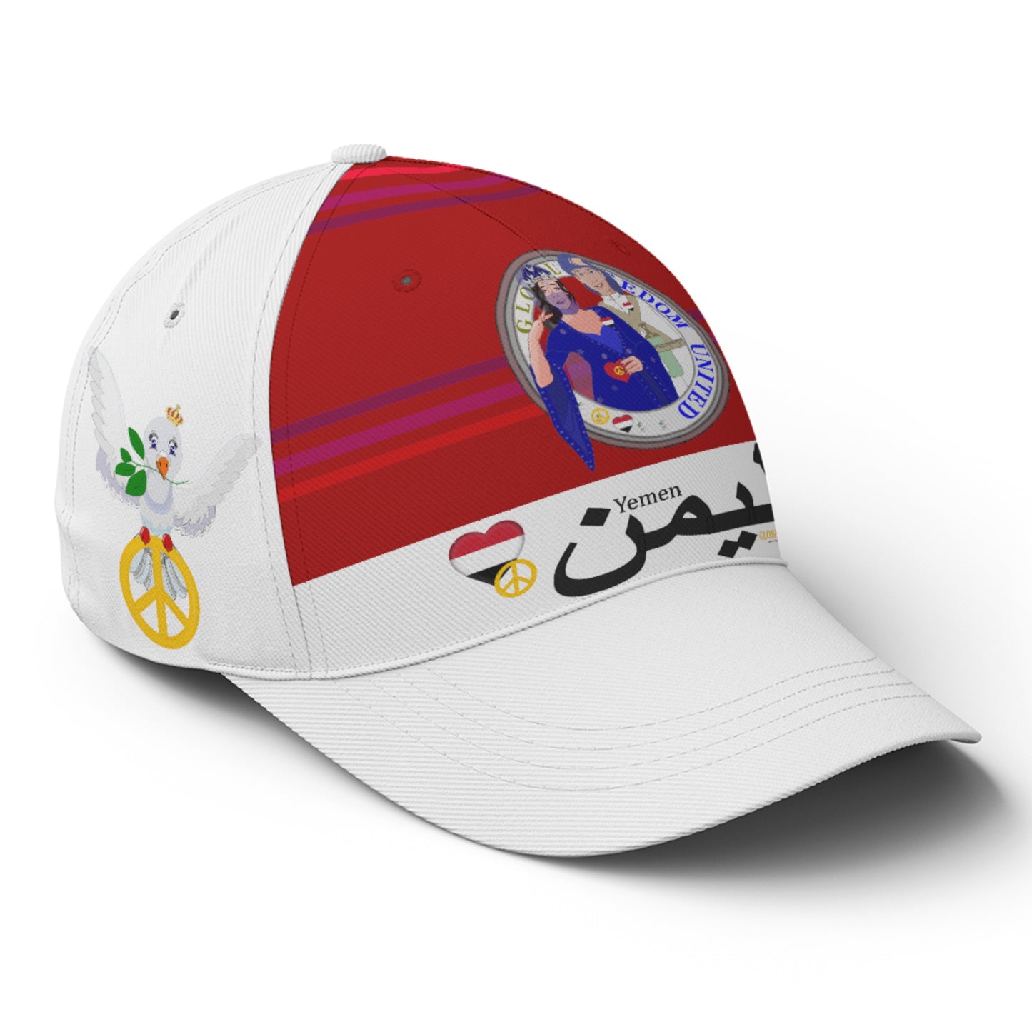Basketball Cap GLOBAL FREEDOM UNITED© Couple Yemen Red