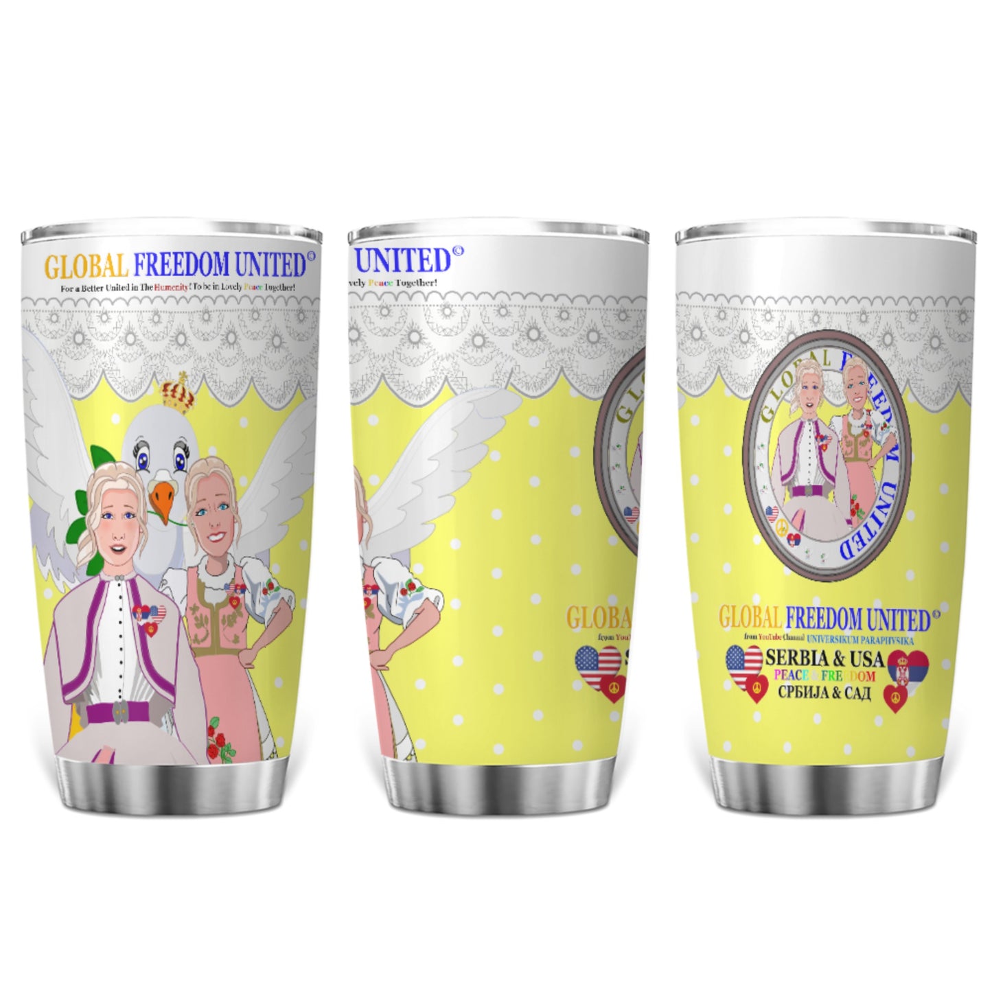 Tumbler 2 GLOBAL FREEDOM UNITED© Women Serbia & USA Yellow