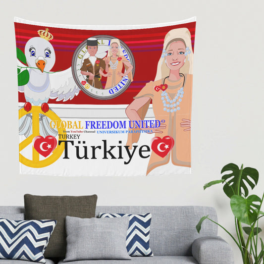 Tapestry GLOBAL FREEDOM UNITED© Couple Turkey Red