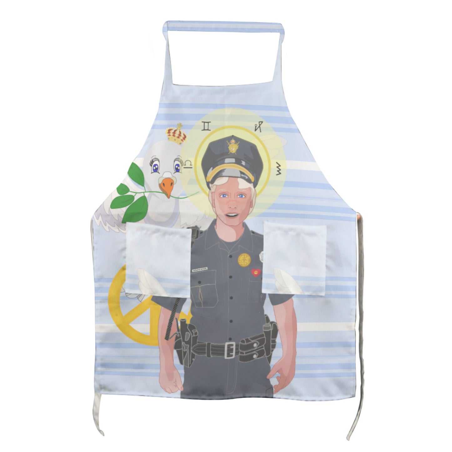 Apron GLOBAL FREEDOM UNITED© Archangel Michael As Policemen Light Blue