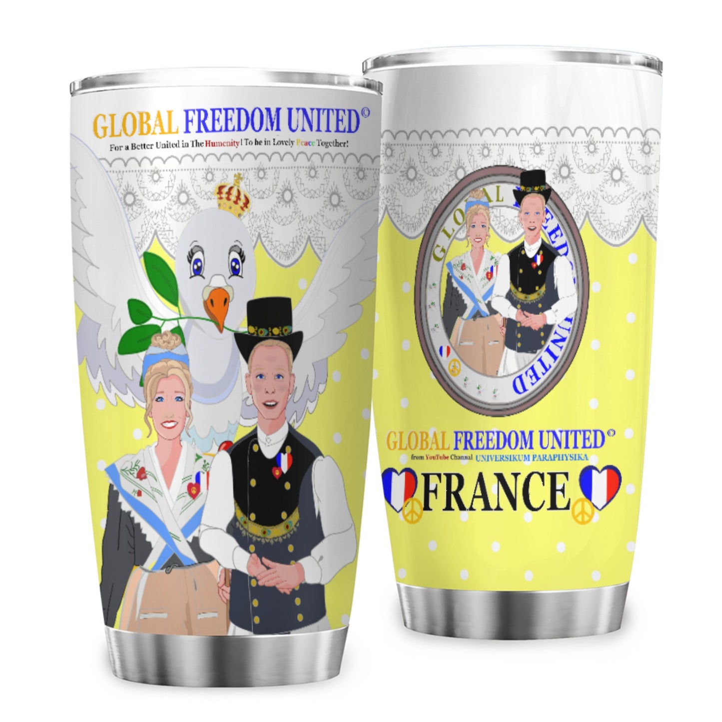 Tumbler GLOBAL FREEDOM UNITED© Couple French Yellow