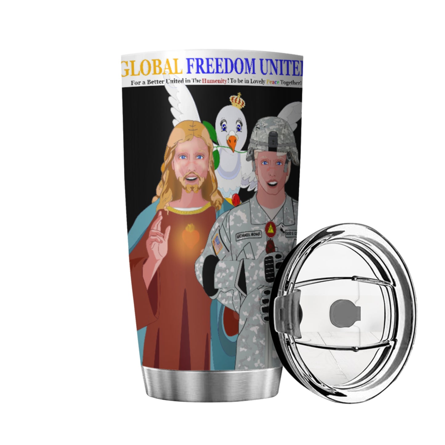 Tumbler GLOBAL FREEDOM UNITED© Jesus Is The Biggest Hero Black For US American Soldiers Men Black