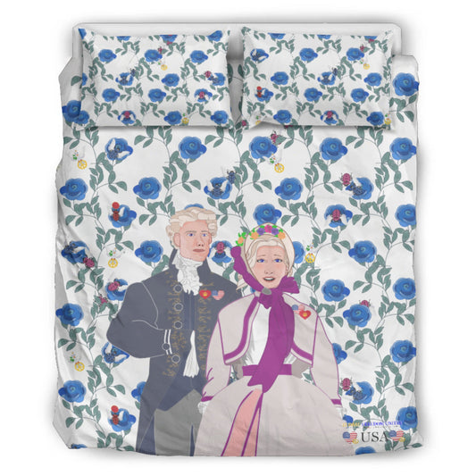 Bed Line GLOBAL FREEDOM UNITED© Couple USA Traditional Blue Roses