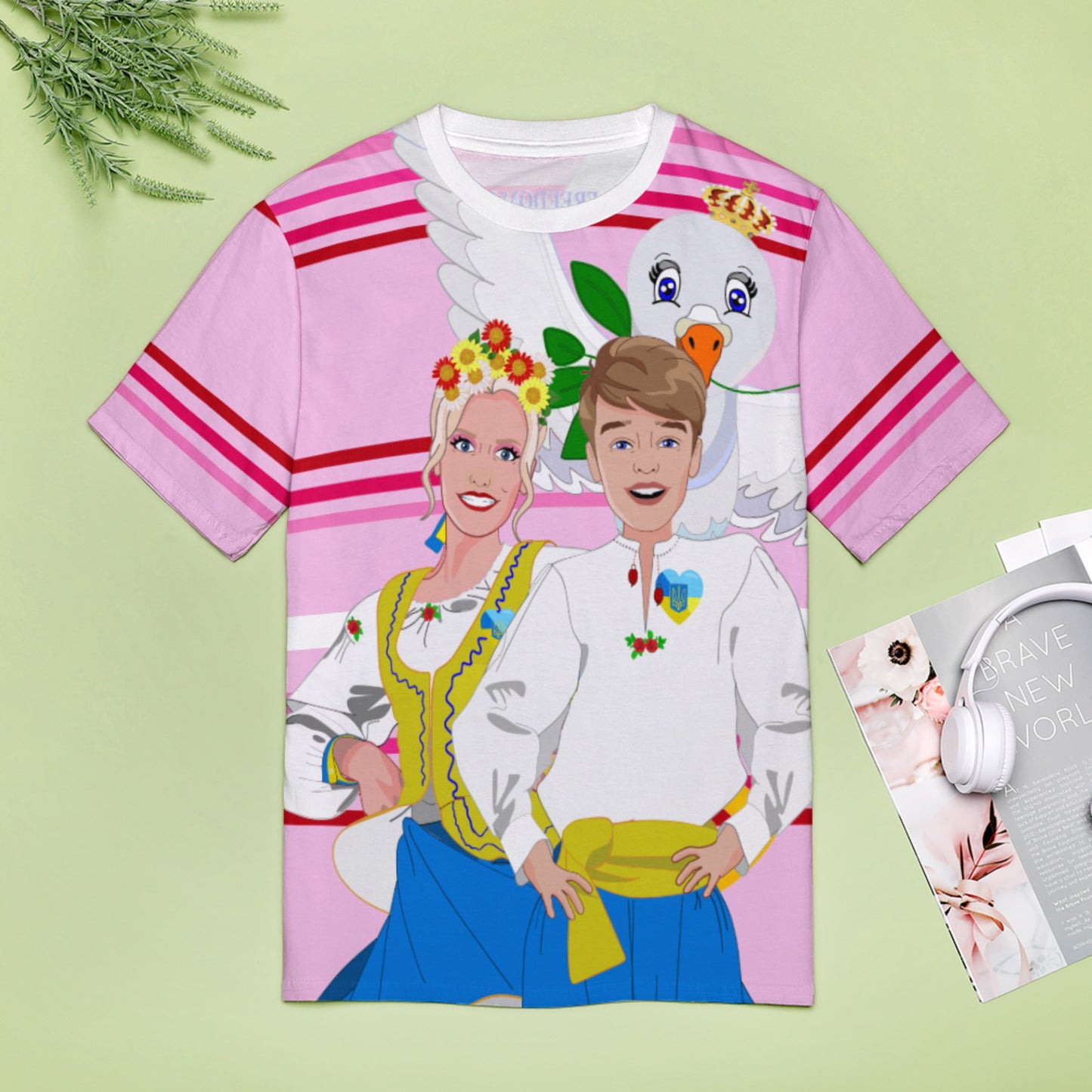 Women´s T-shirt GLOBAL FREEDOM UNITED© Couple Ukrain Pink1