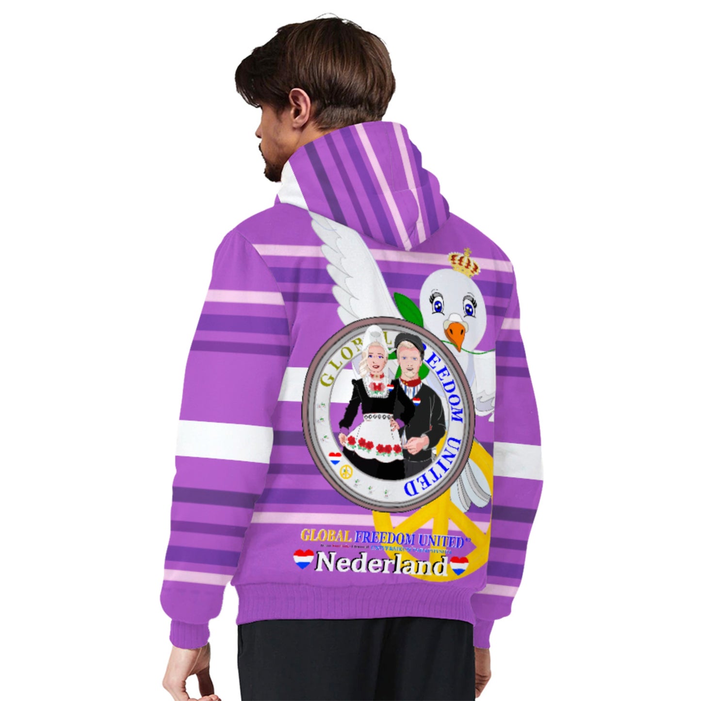 Plush Hoodie GLOBAL FREEDOM UNITED© Couple Nederland Lilac