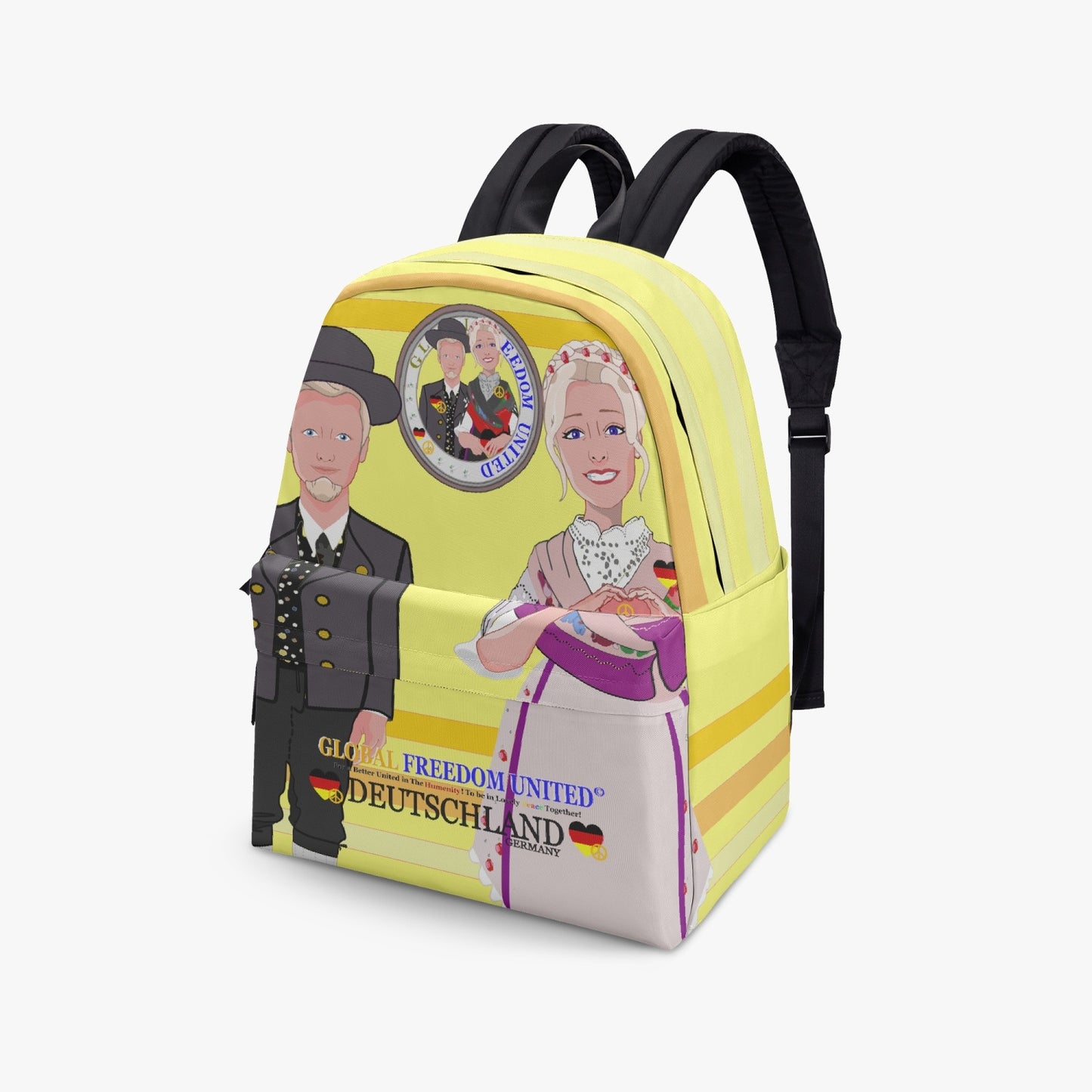 GLOBAL FREEDOM UNITED© Couple Germany Yellow - All-over-print Canvas Backpack