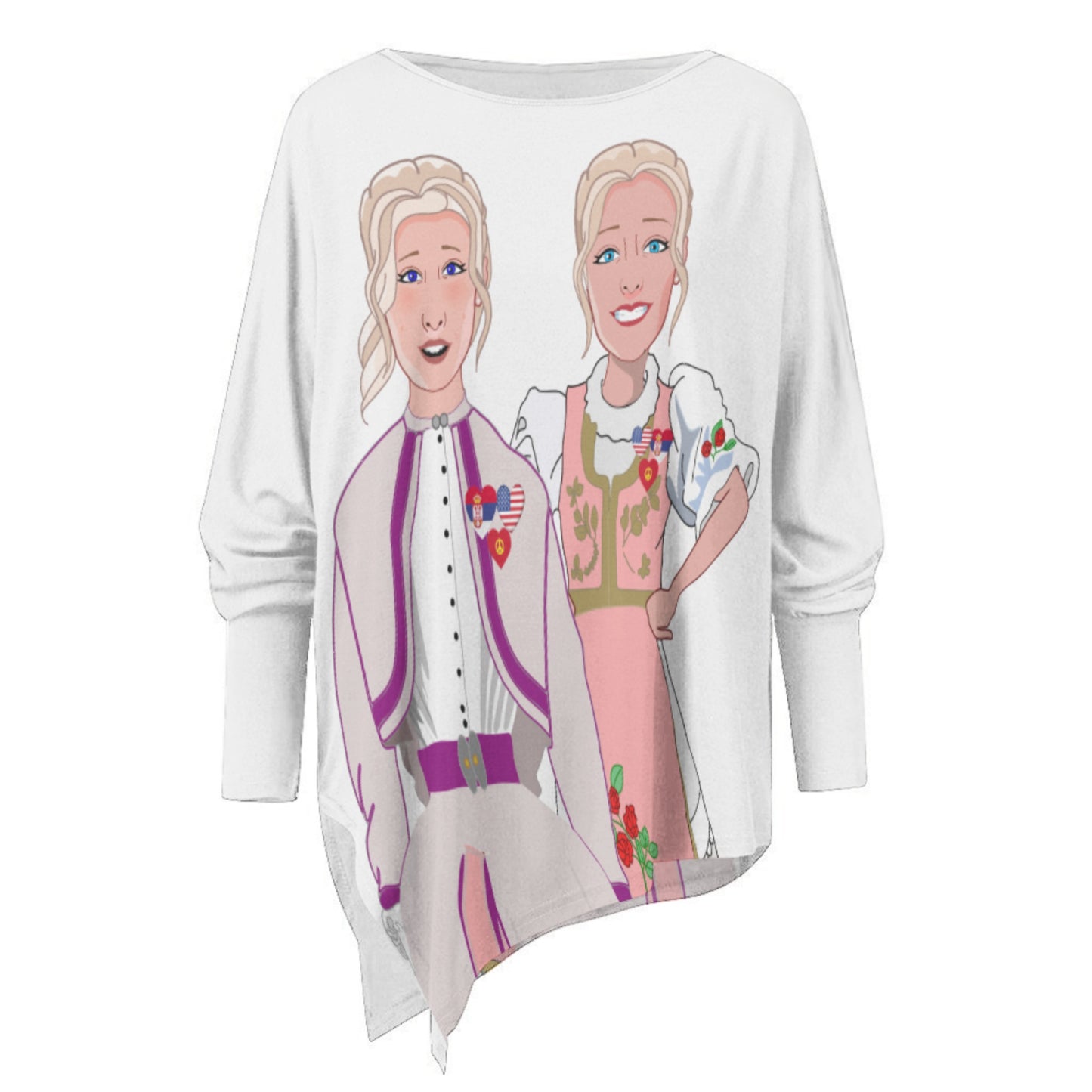 Pullover Long Sleeve T-shirt GLOBAL FREEDOM UNITED© Women Serbia & USA