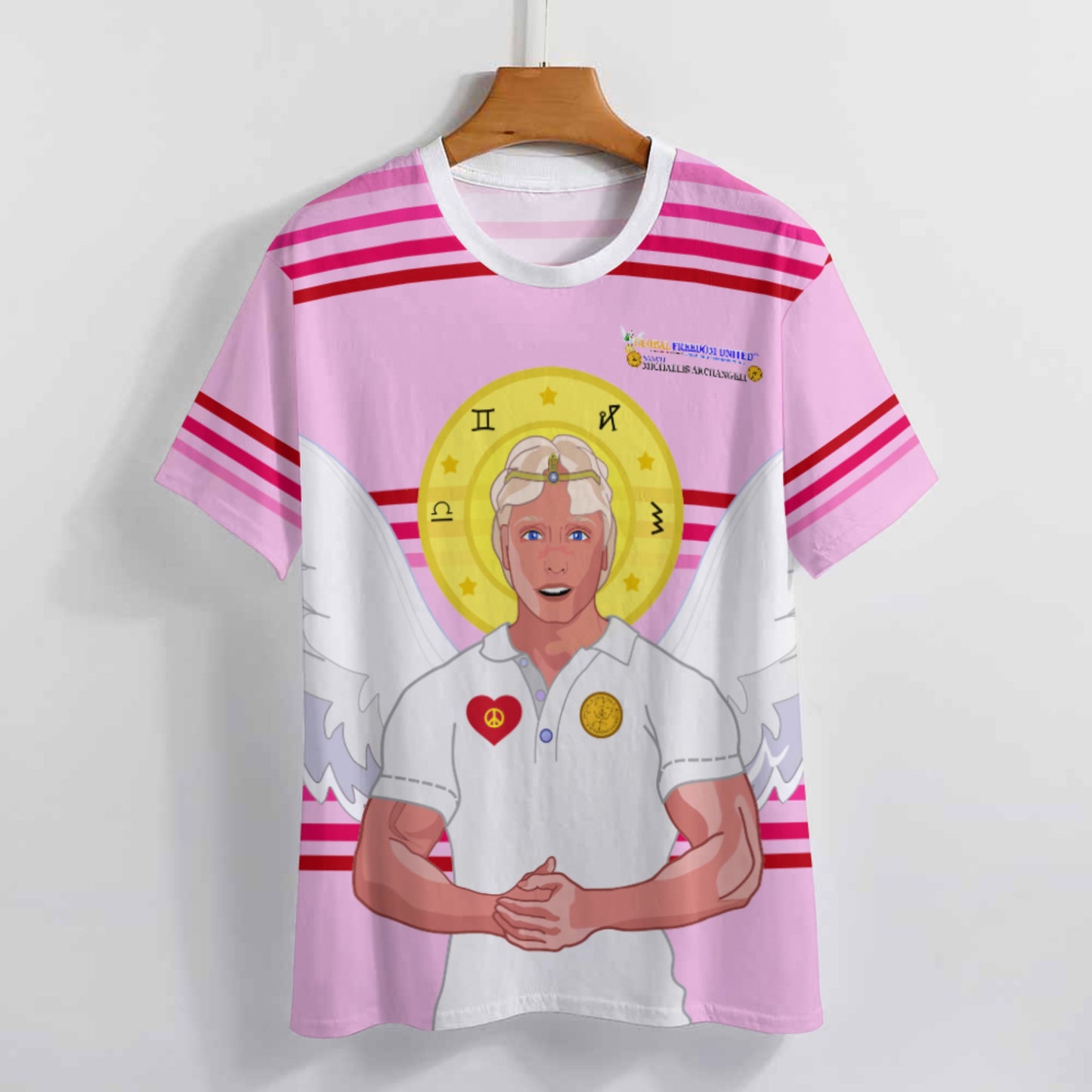 Women´s T-shirt  Global Freedom United© Archangel Michael In Latin V2 Pink1