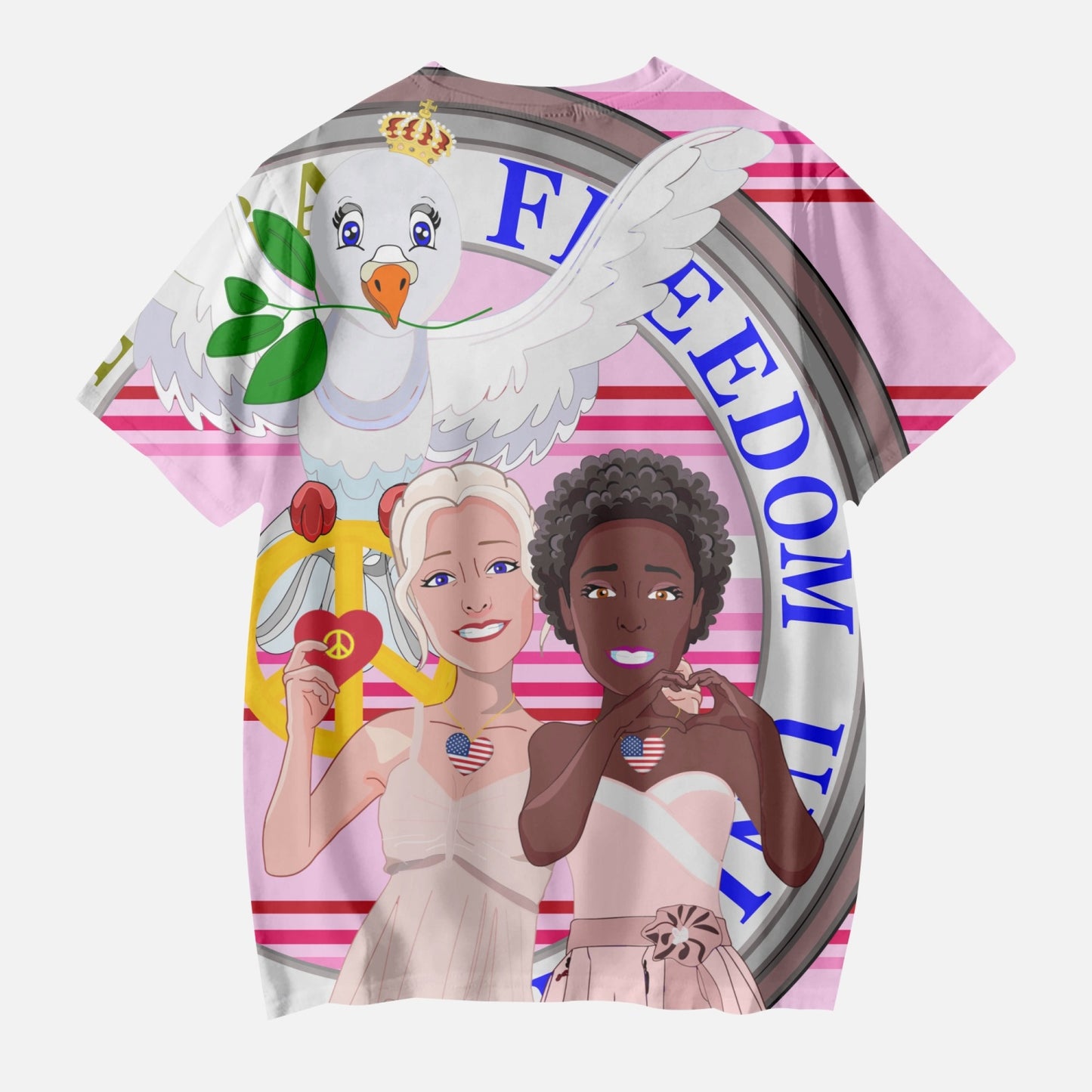 Kids' Short T-Shirts GLOBAL FREEDOM UNITED ANTI FASHISM & RACISM GIRL PINK 2