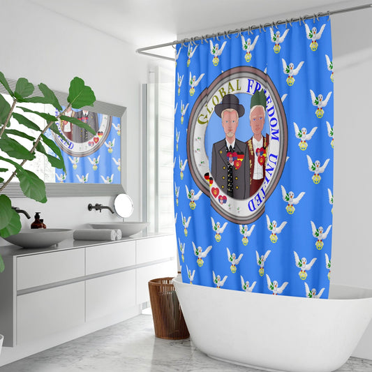 GLOBAL FREEDOM UNITED© Men Serbia & Germany Blue V1 Quick-drying Shower Curtain171. Quick-drying Shower Curtain