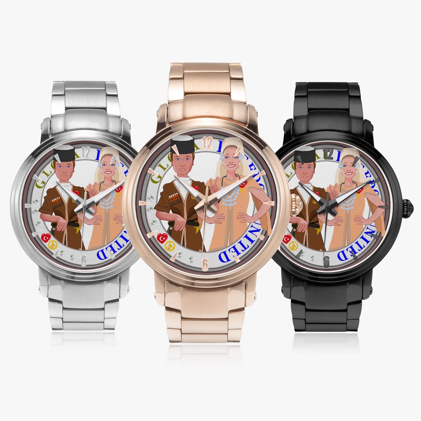 GLOBAL FREEDOM UNITED© Couple Turkey New Steel Strap Automatic Watch (With Indicators)