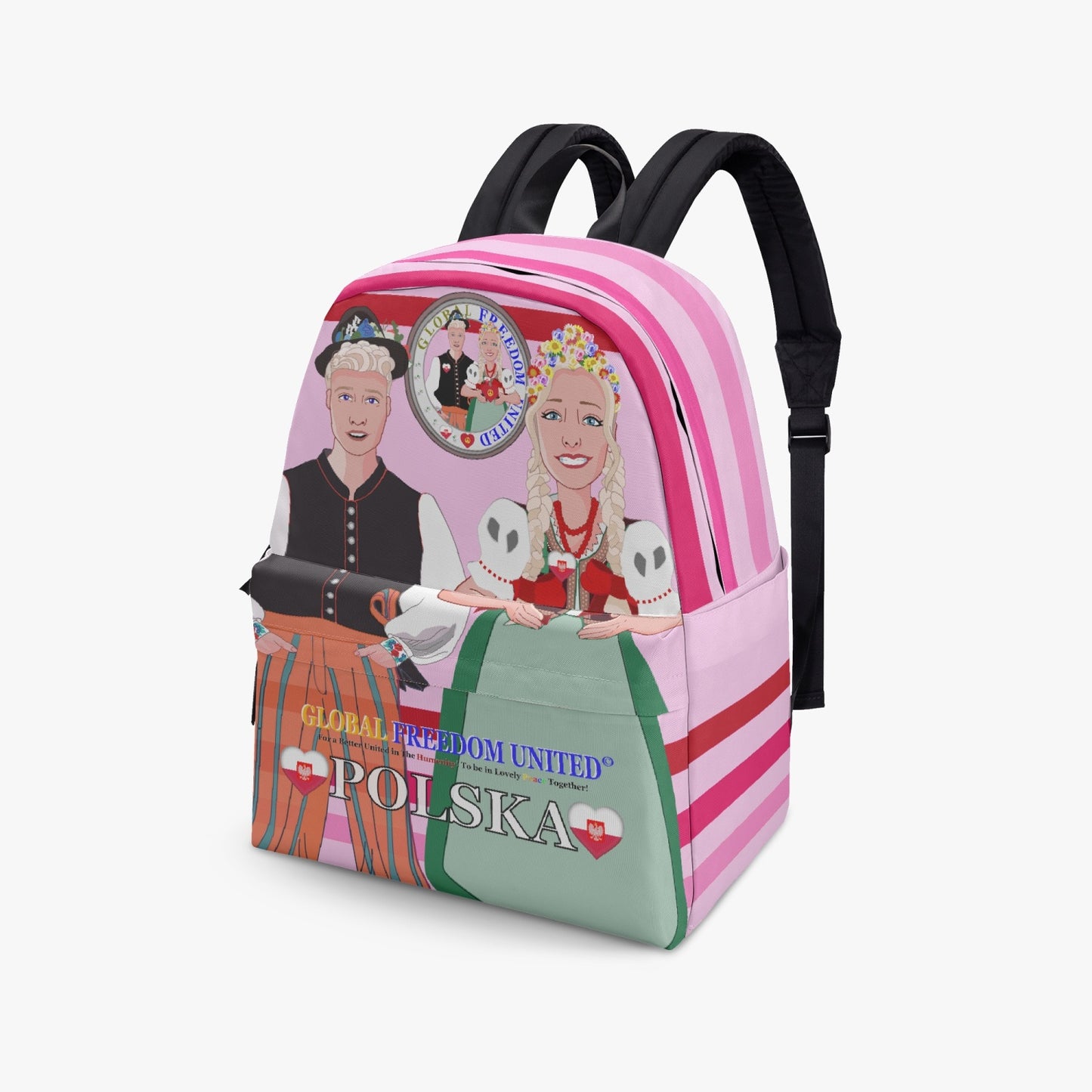 GLOBAL FREEDOM UNITED© Couple Poland Pink1 - All-over-print Canvas Backpack