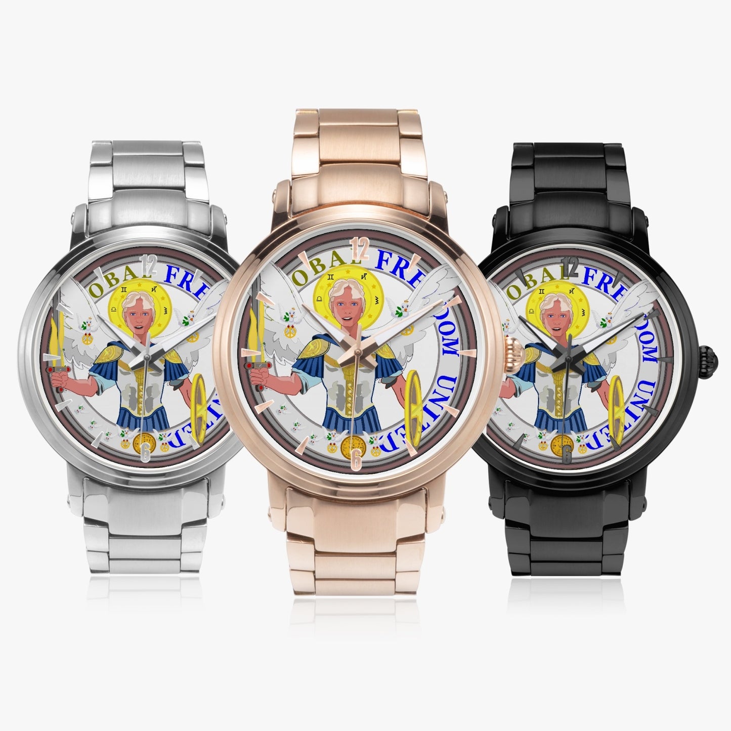 New Steel Strap Automatic Watch (With Indicators) GLOBAL FREEDOM UNITED ARCHANGEL MICHAEL NO1