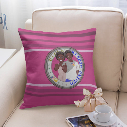 Pillow Cover GLOBAL FREEDOM UNITED©  Couple USA Afro American Pink