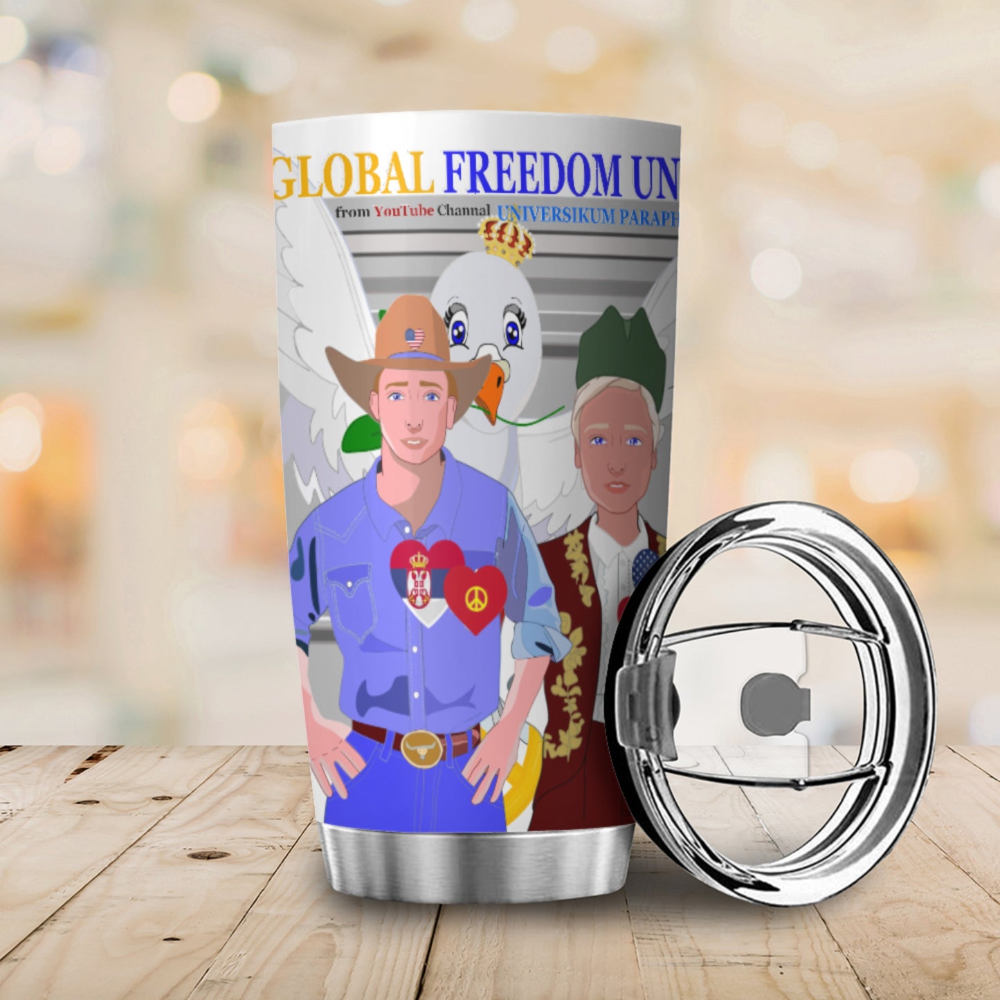 Tumbler GLOBAL FREEDOM UNITED© Men Serbia & USA Grey