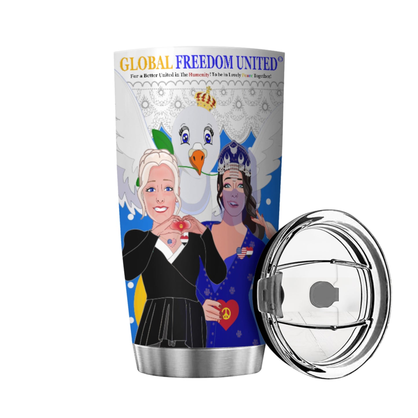 Tumbler GLOBAL FREEDOM UNITED© Women Yemen & USA Blue