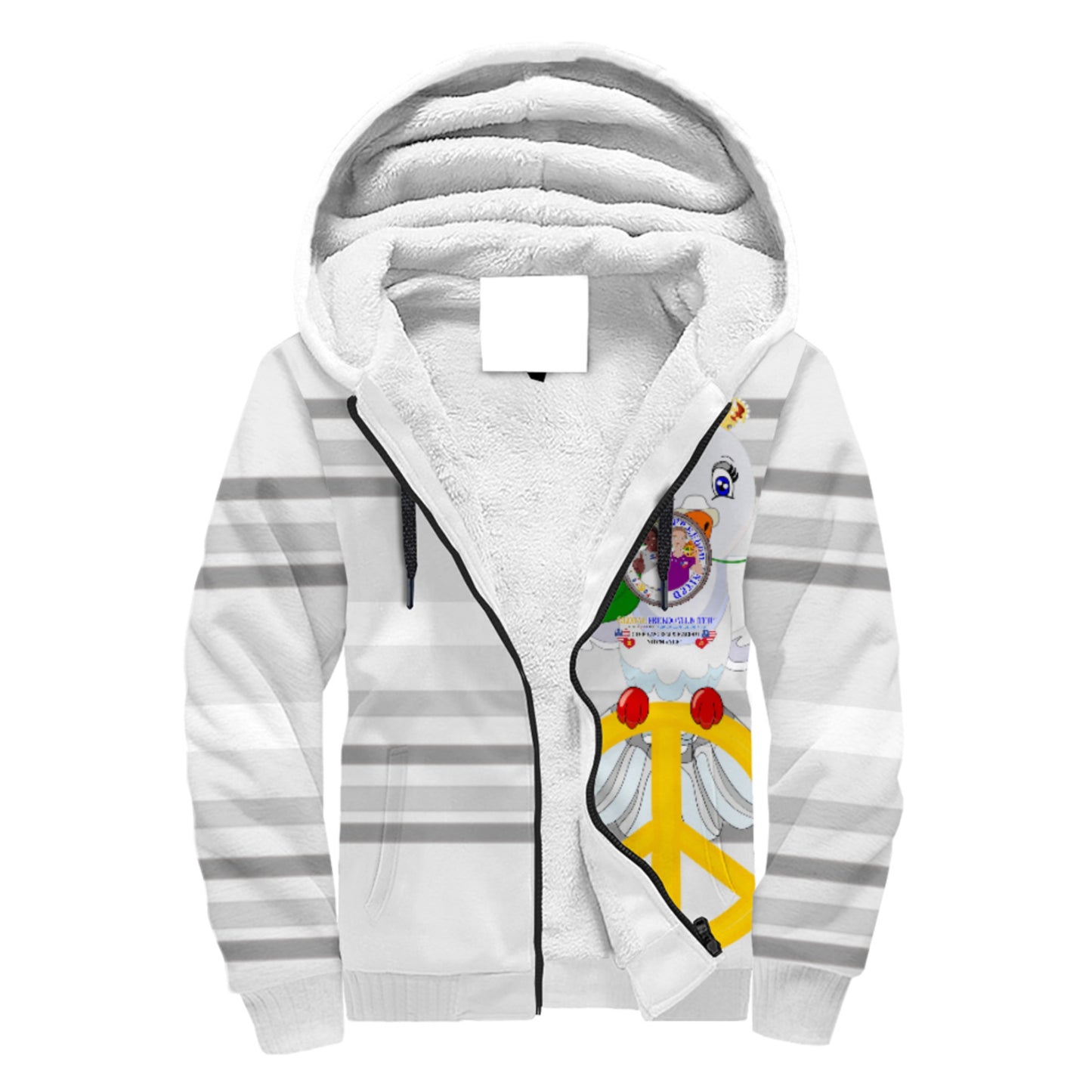 Plush Hoodie GLOBAL FREEDOM UNITED© Men Anti Racism & Fascism USA Grey