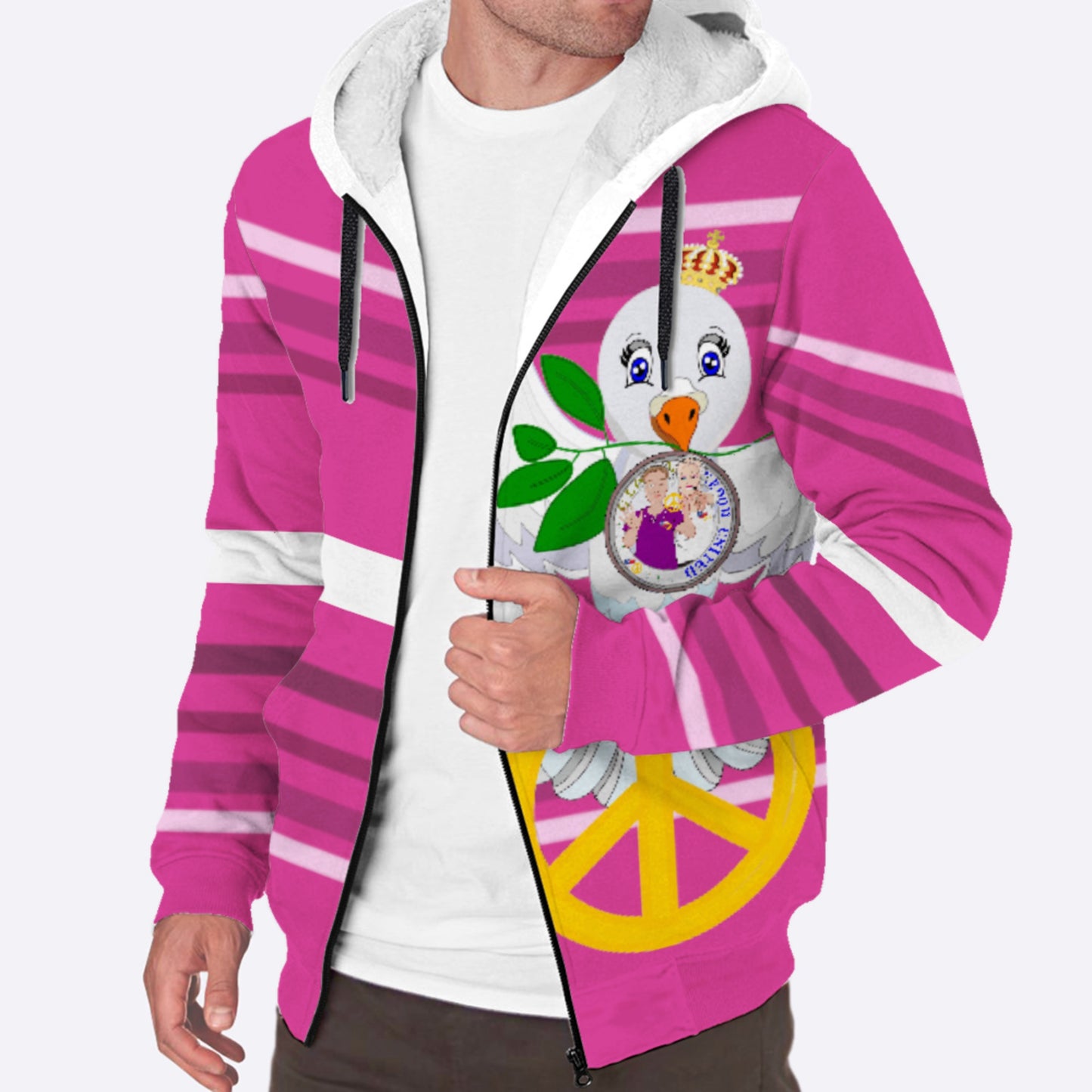 Plush Hoodie GLOBAL FREEDOM UNITED© Couple USA Wight American Pink