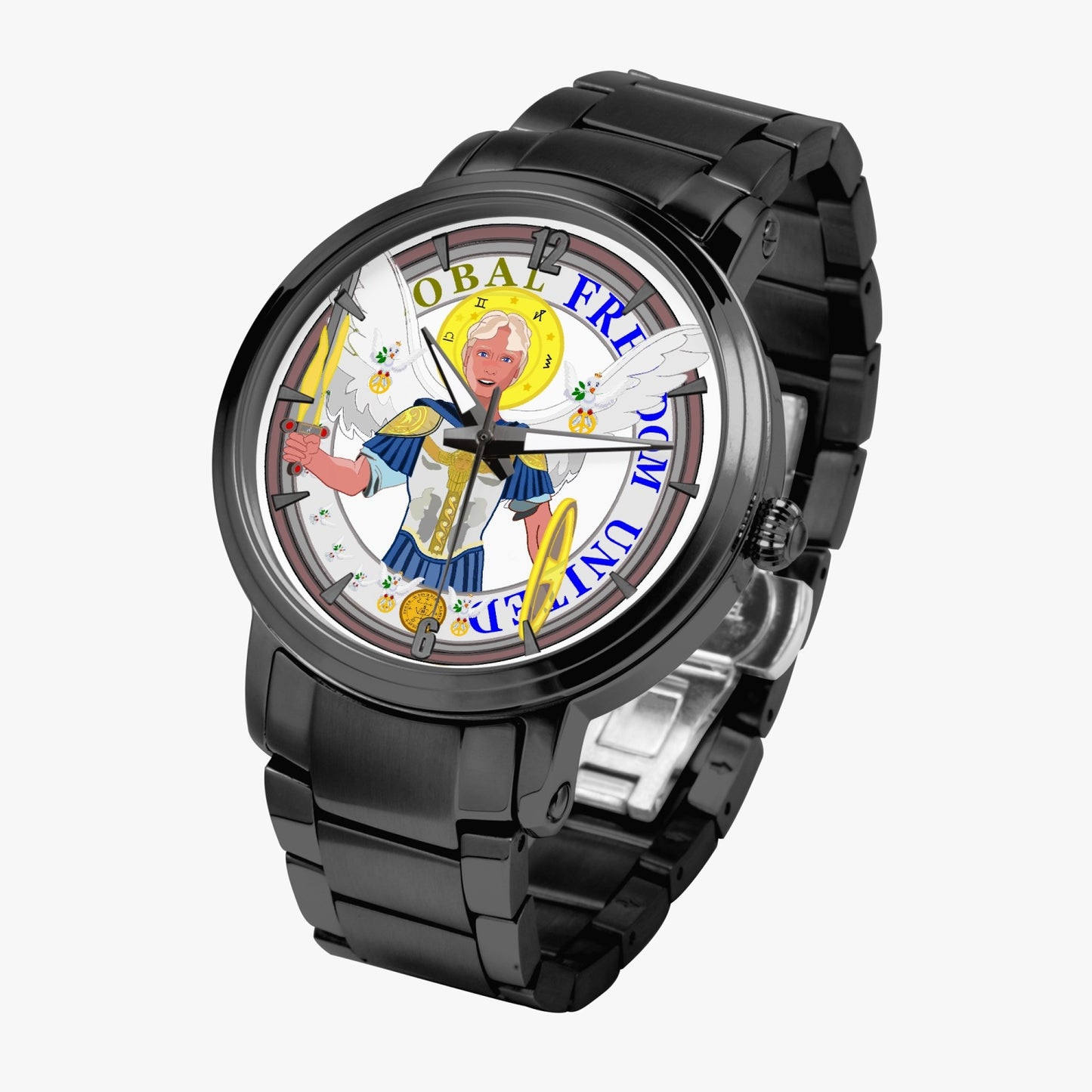 New Steel Strap Automatic Watch (With Indicators) GLOBAL FREEDOM UNITED ARCHANGEL MICHAEL NO1