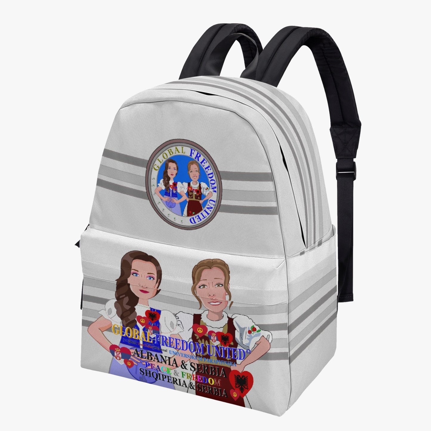 GLOBAL FREEDOM UNITED WOMEN ALBANIA & SERBIA OLD PEACE All-over-print Canvas Backpack