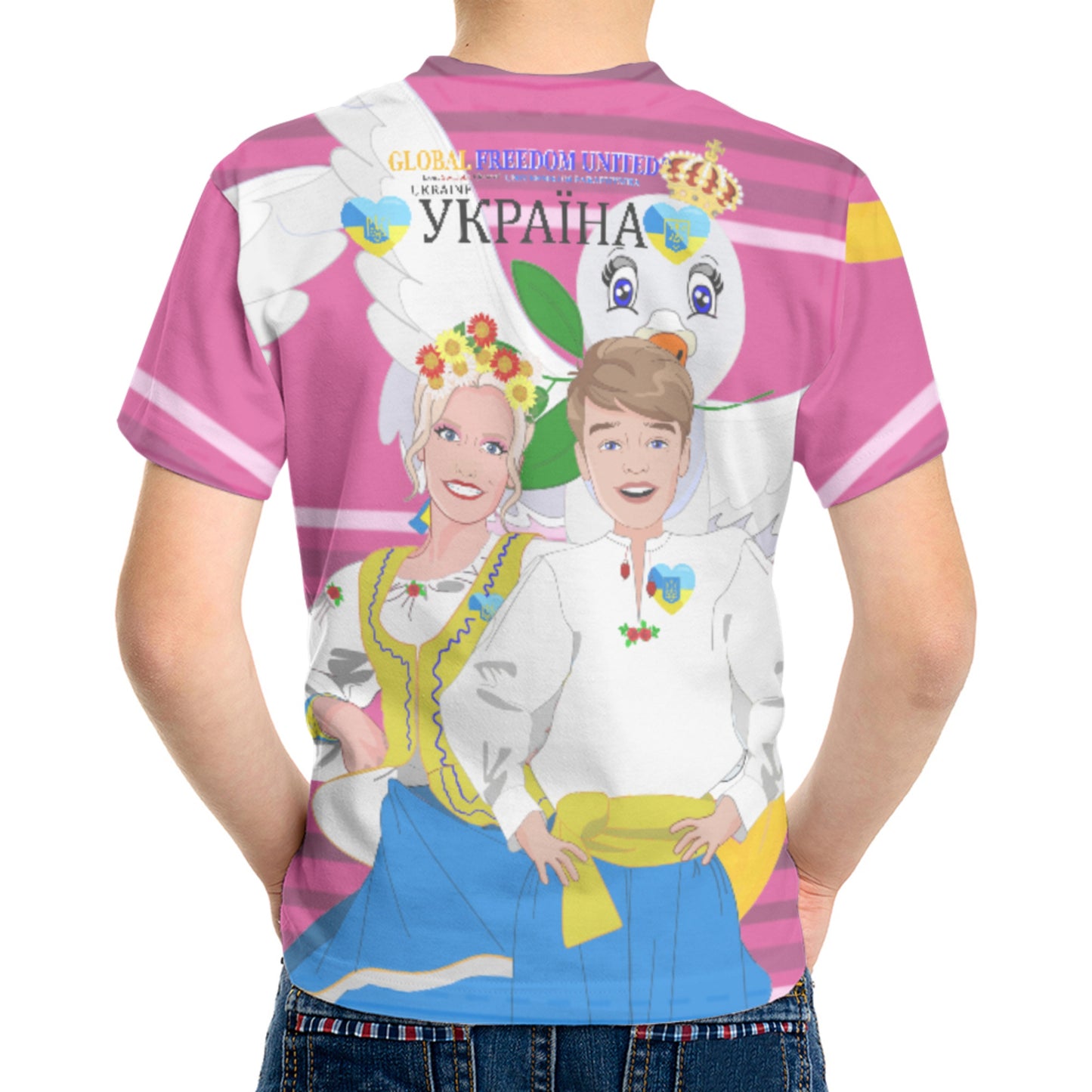Kid´s T-shirt GLOBAL FREEDOM UNITED© Couple Ukrain Pink2